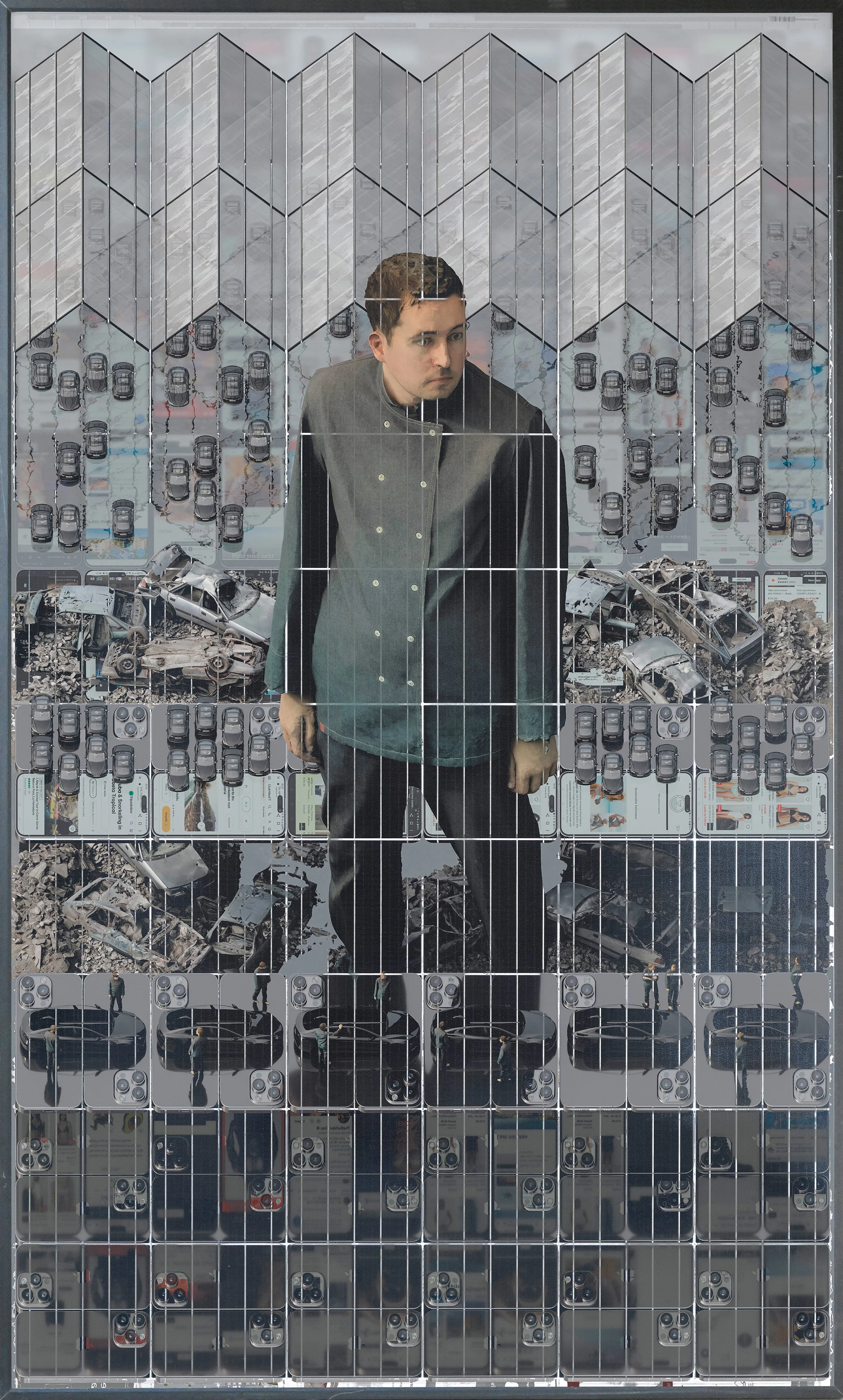  Solar01, 2025 (100cmx168cmx4cm) UV print on reclaimed solar panel 