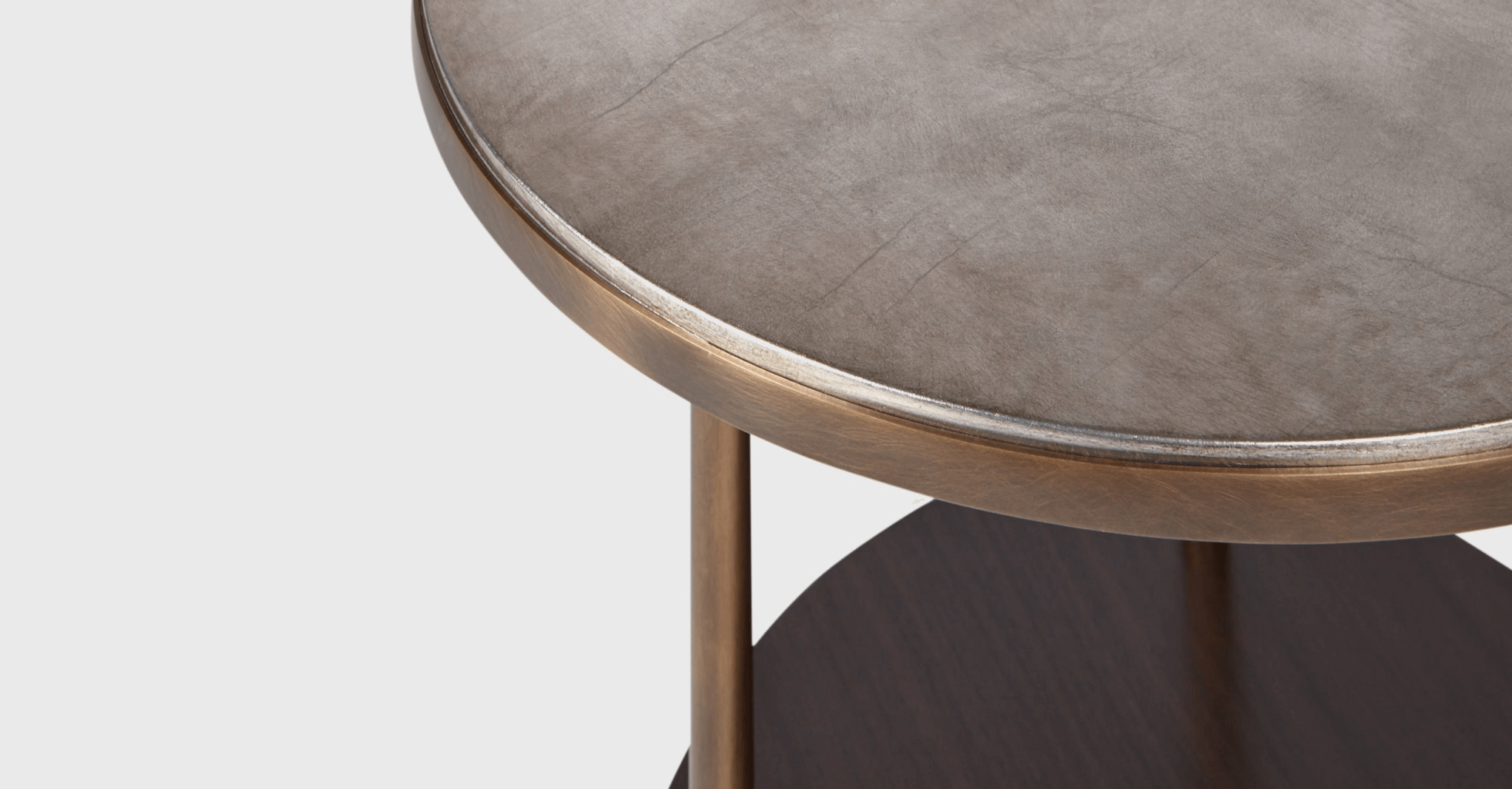 Aguirre Design - Round Osaka Side Table - Silver leaf, Walnut and brass