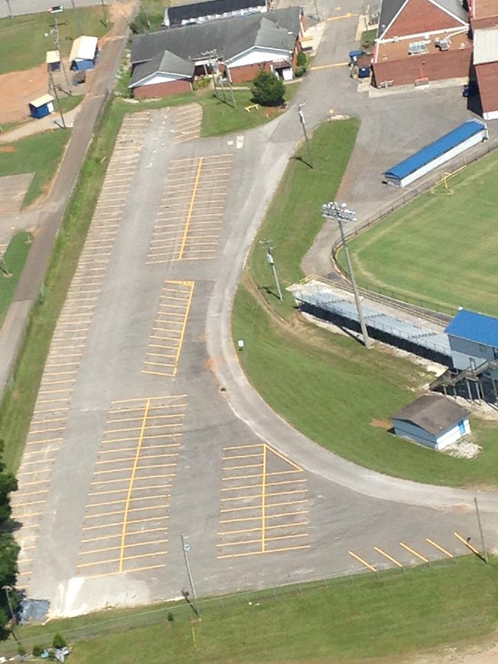 typical parking lot striping with numbered spaces