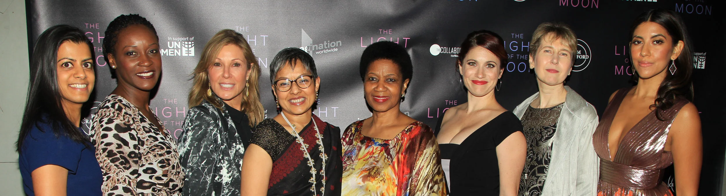 Writer-director, Jessica M. Thompson, lead actress, Stephanie Beatriz, and producer, Maria Cuomo Cole, with Executive Director, Phumzile Mlambo-Ngcuka , and other staff members of UN Women at the premiere of 'The Light of the Moon' in New York City.