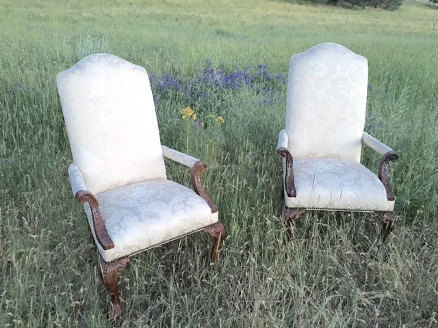 Ivory Upholstered Arm Chairs