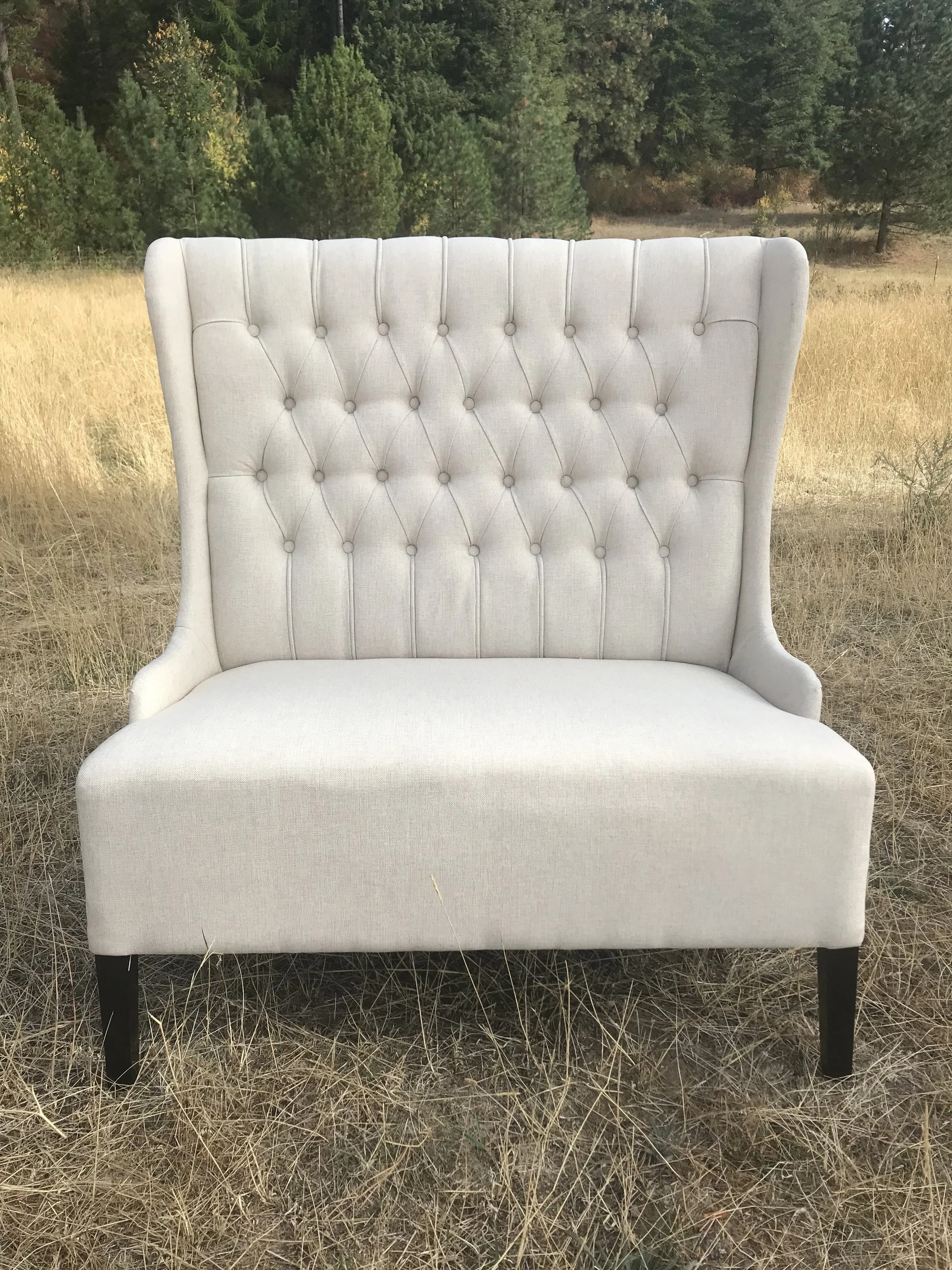 Beige High-back Settee