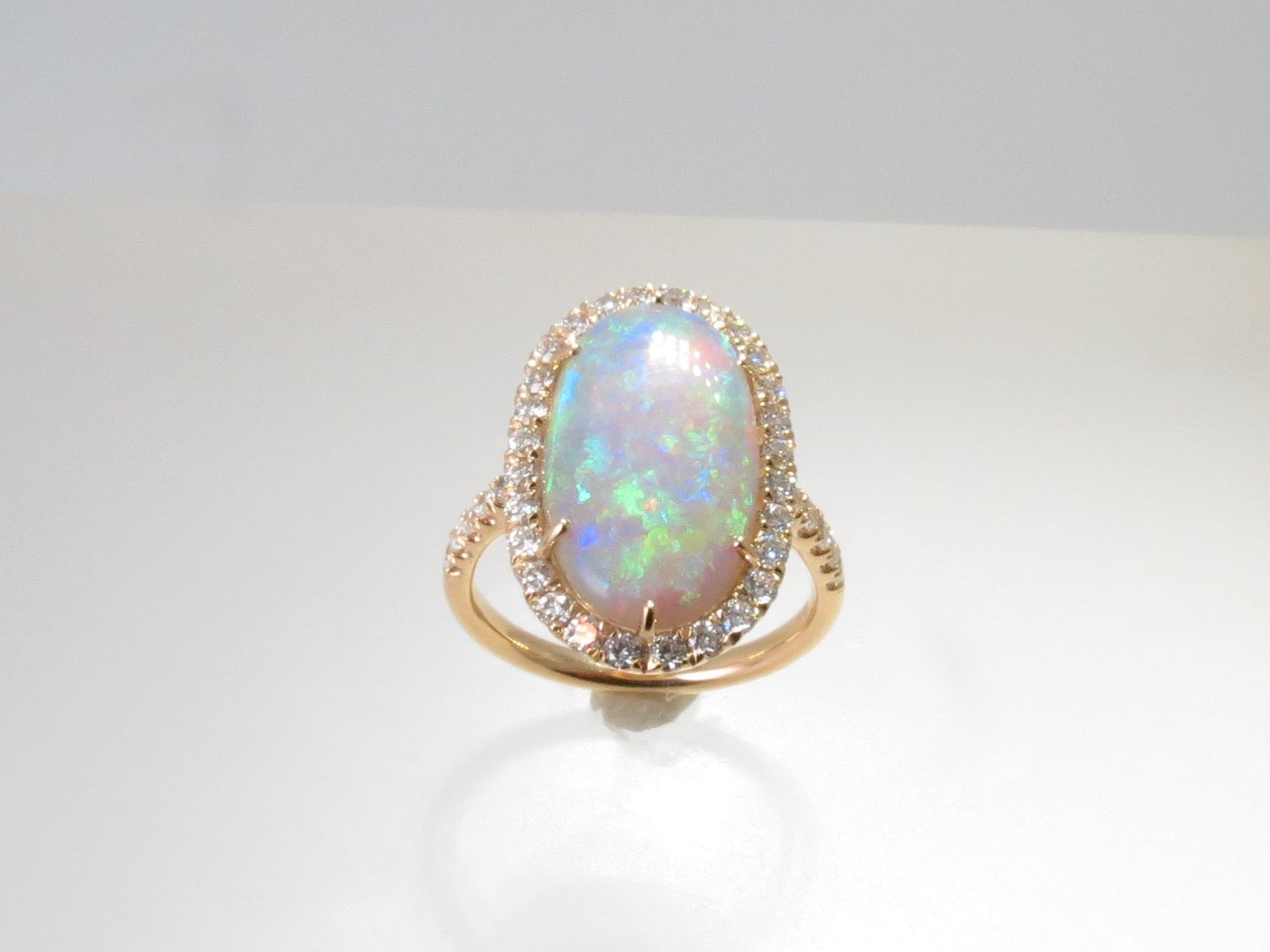 prik værksted forklædt Oval Opal Diamond Halo Statement Ring — H. Watson Jewelry