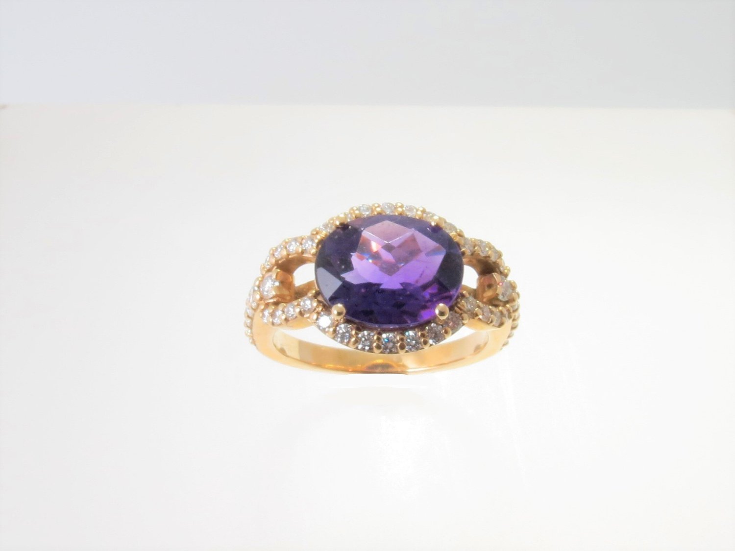 Amethyst Diamond Buckle Fashion Ring — Watson Jewelry