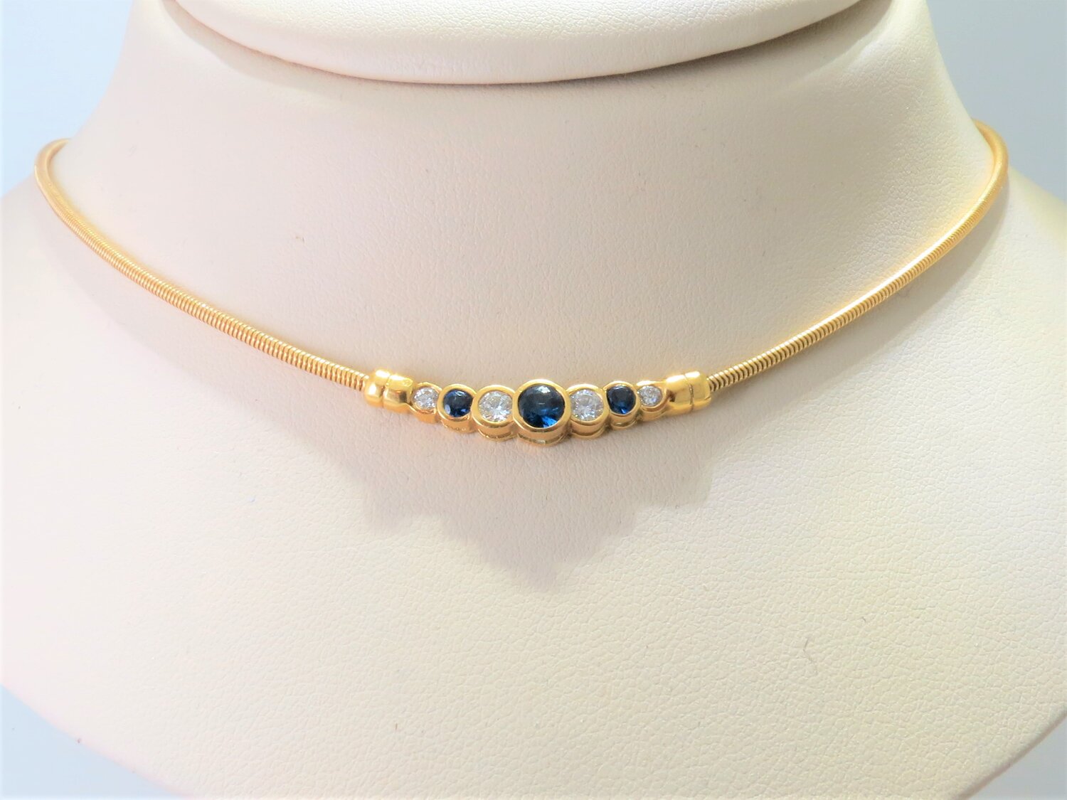 Vintage Design Sapphire and Diamond Necklace — H. Watson Jewelry