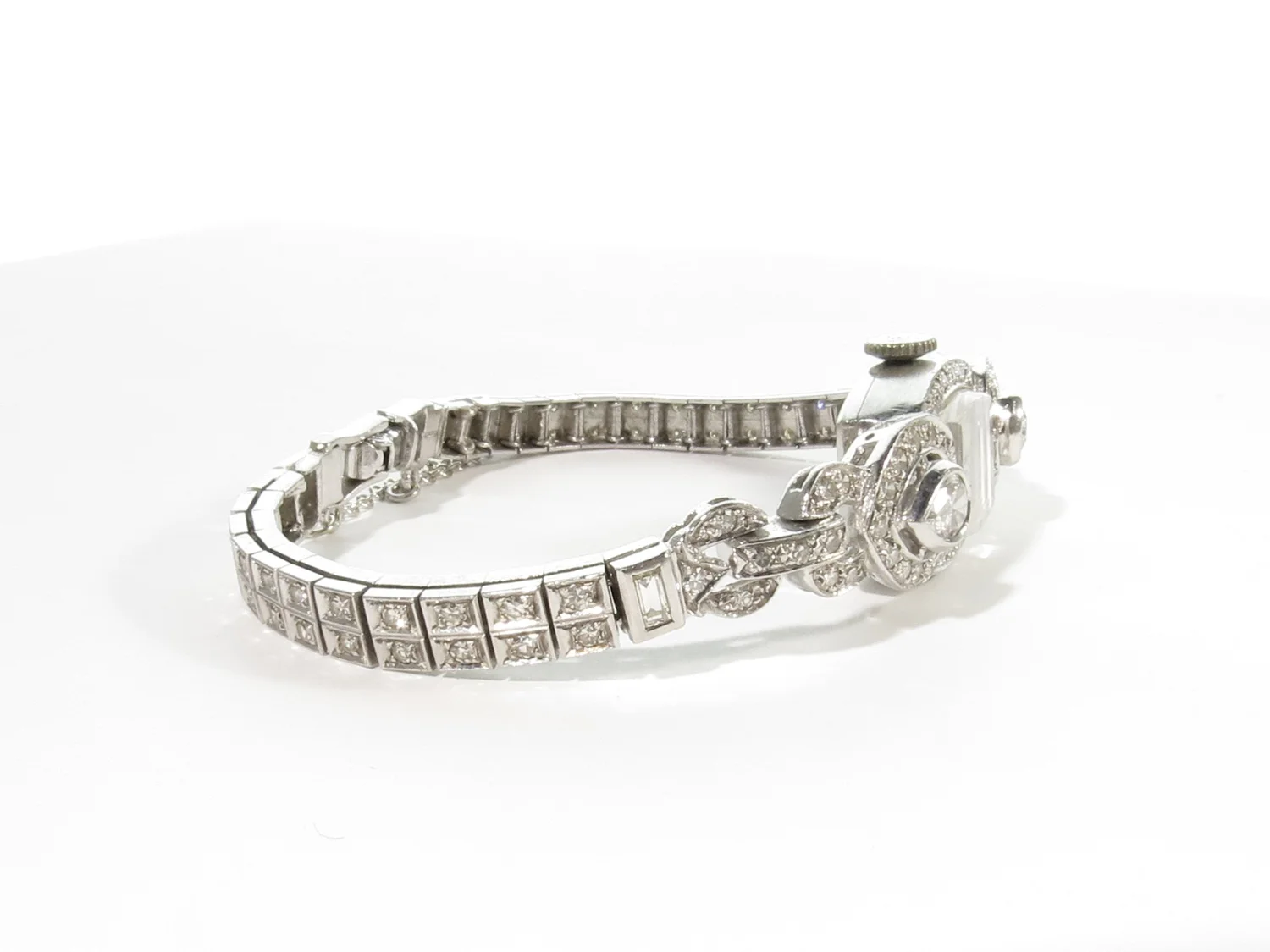 Vintage Platinum Diamond Hamilton Watch — Watson Jewelry - Main Image