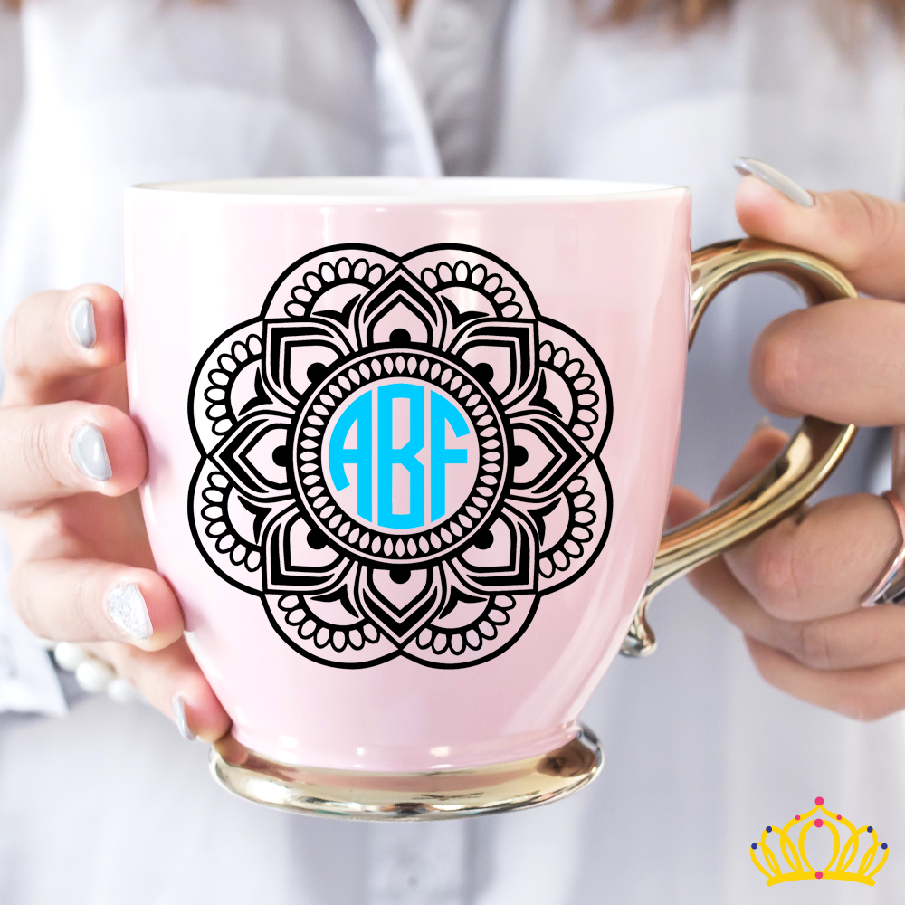 Dash of Flair Two Color Custom Mandala Monogram Decal
