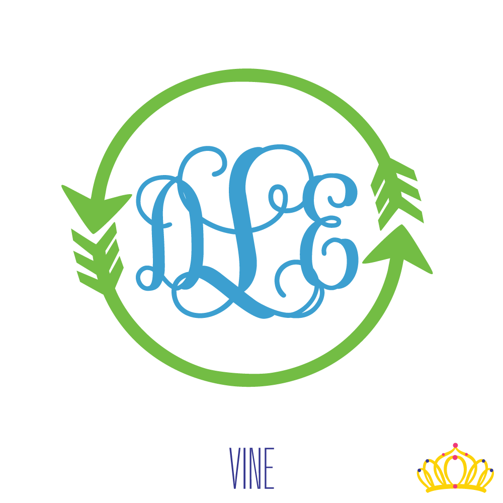 Dash of Flair Double Arrow Vine Monogram Decal