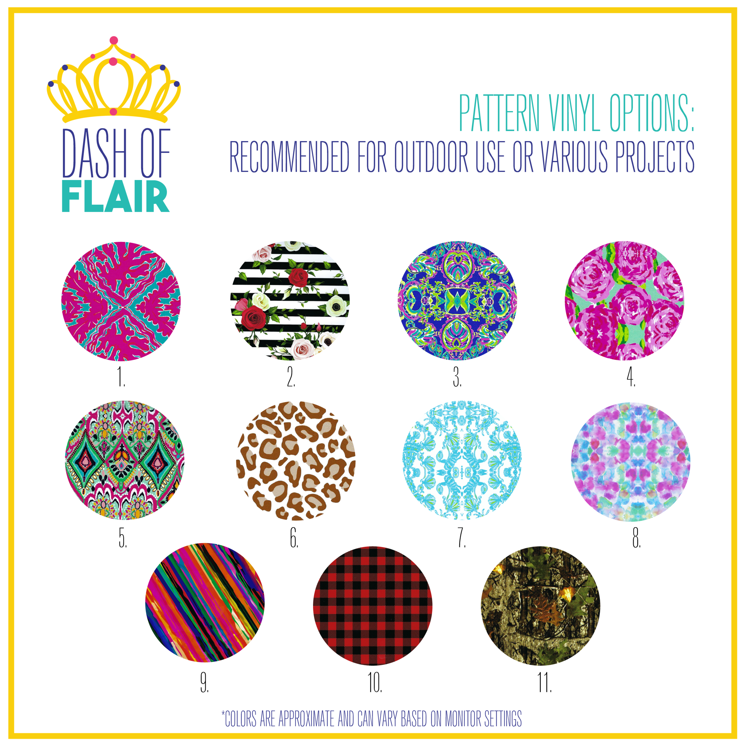 Dash of Flair Vinyl Decal Pattern Palette