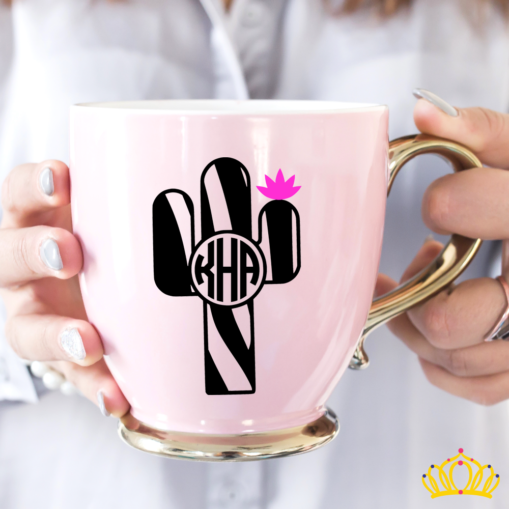 Dash of Flair Zebra Stripe Cactus with Monogram Decal