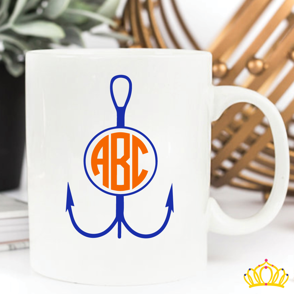 Dash of Flair Double Fish Hook Monogram Decal