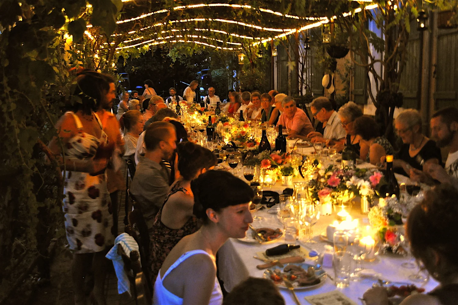  Vintage French Wedding: Under a romantic candle lit canopy - let the feast commence! 