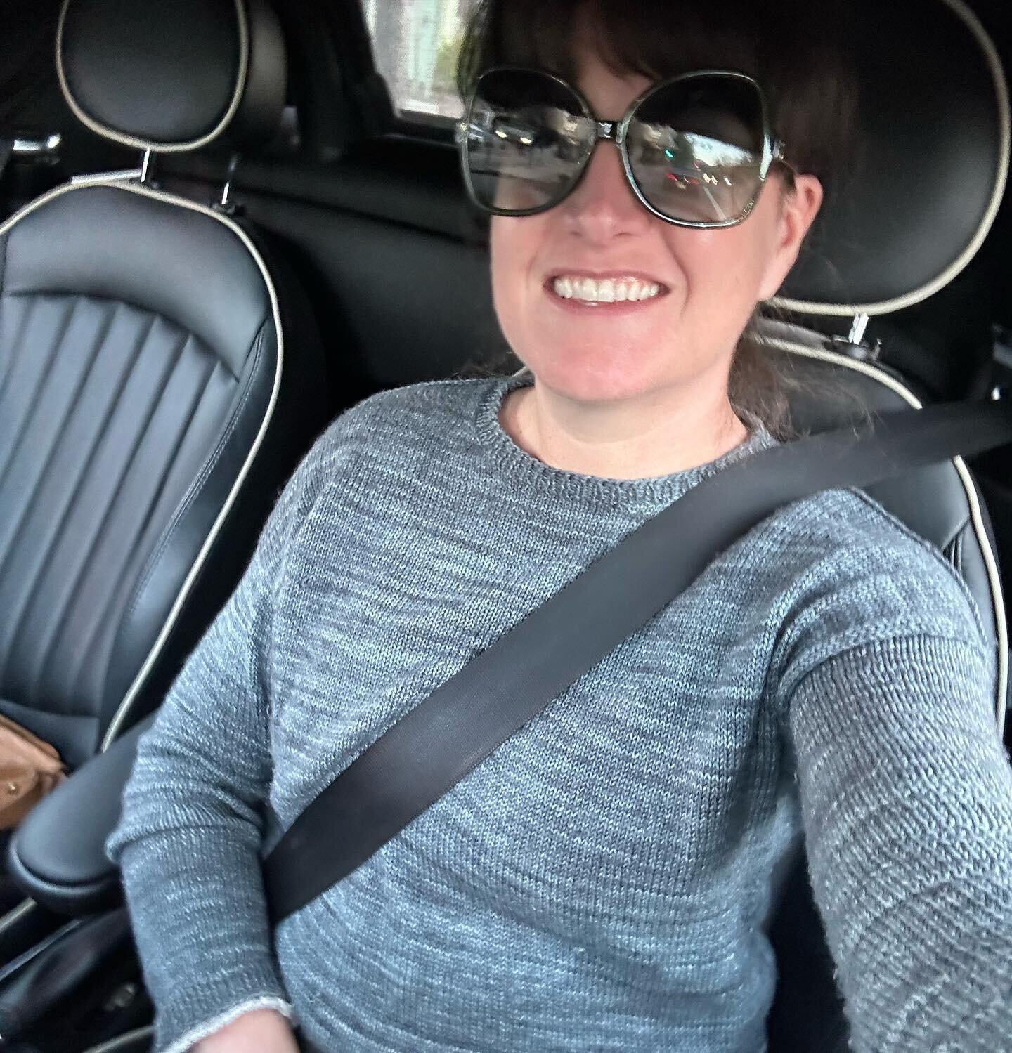 I left the house today! Awkward car selfie for #MeMadeMay Day 11 in another hand knit sweater. Today is another much-worn #Puntilla by @jojilocat in @madelinetosh. Although they take forever to make, I love a fingering-weight sweater for sure, especi