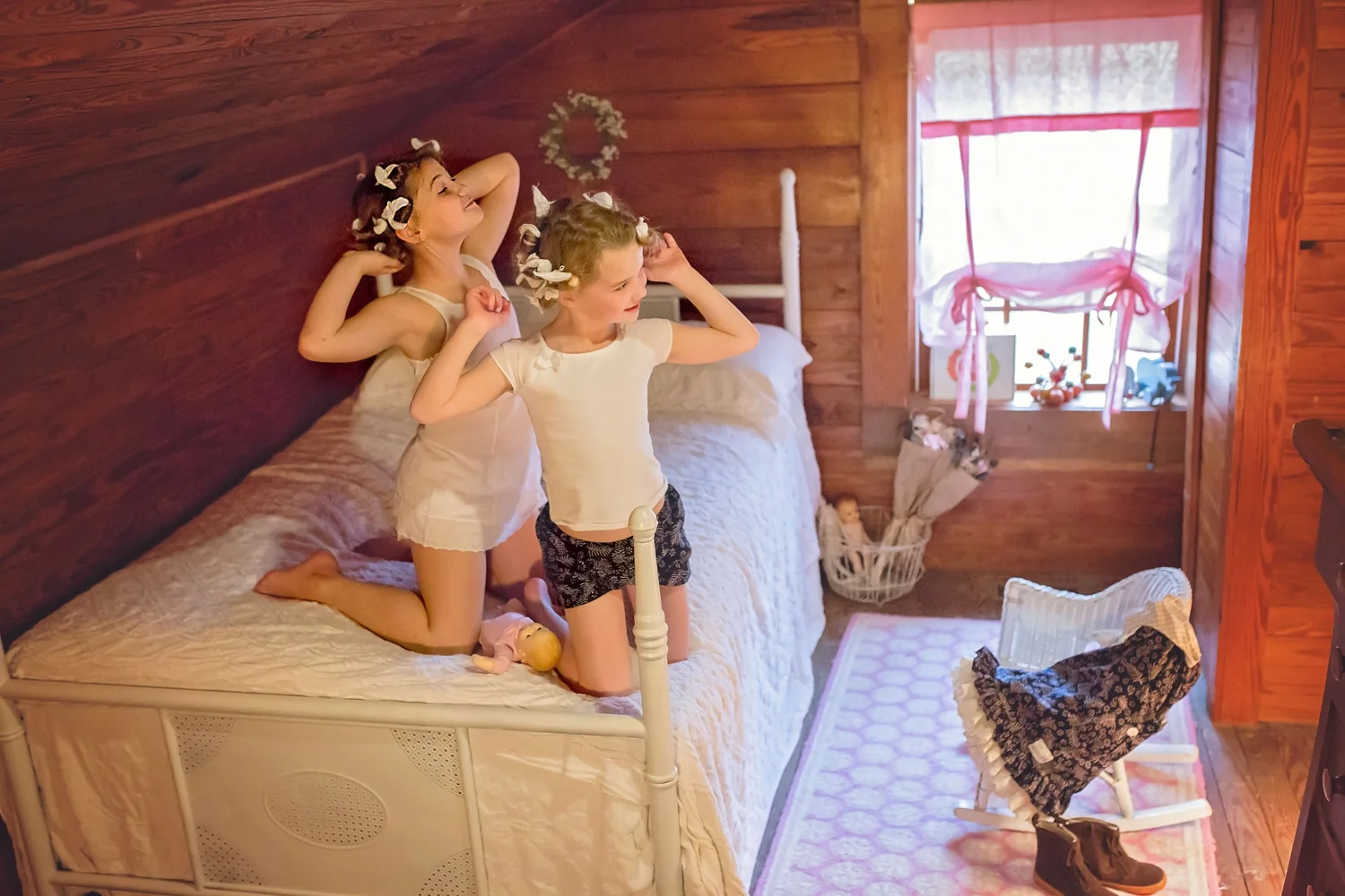 Sisters vintage room set up with Well Dressed Wolf