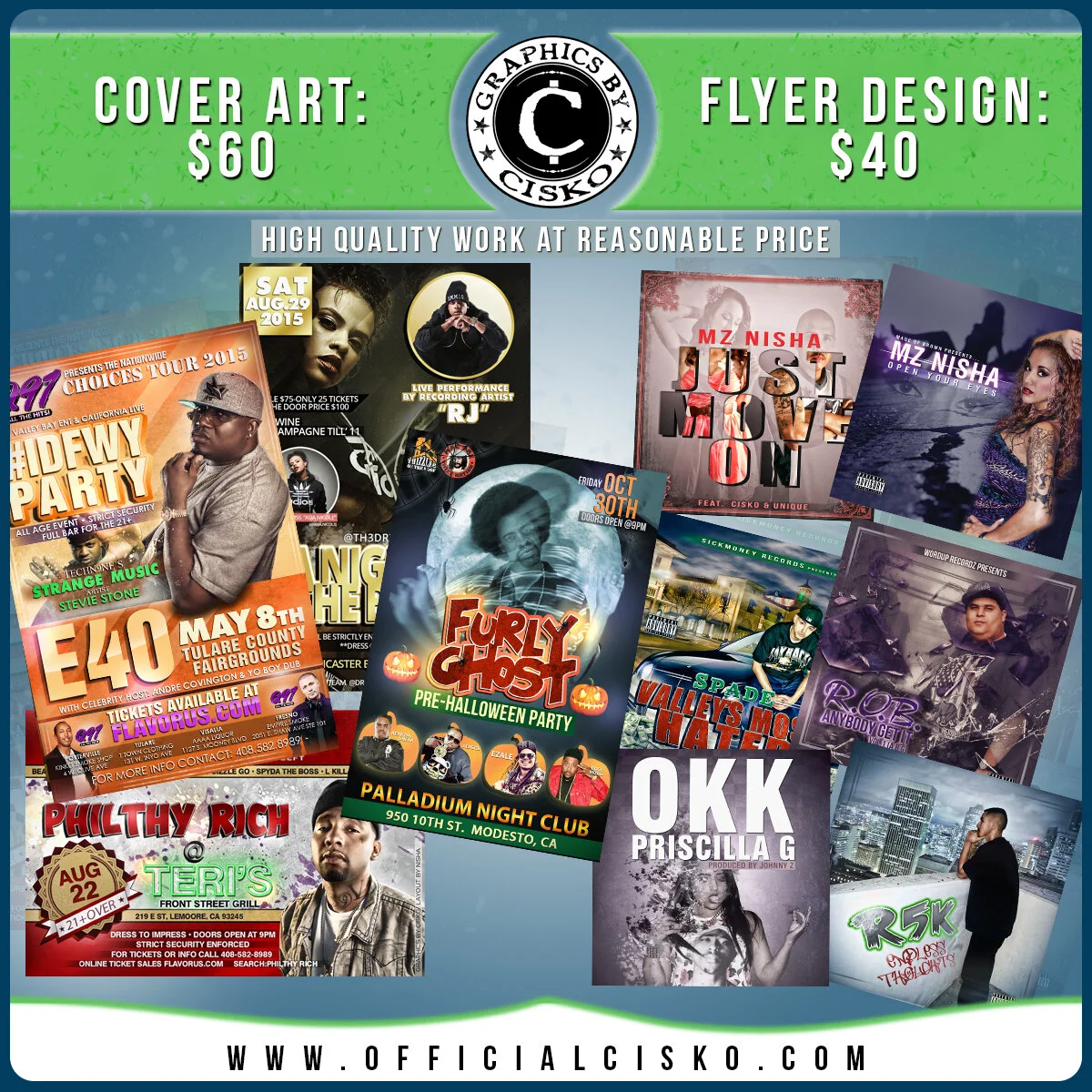 graphics by Cisko, cover art, flyer design
