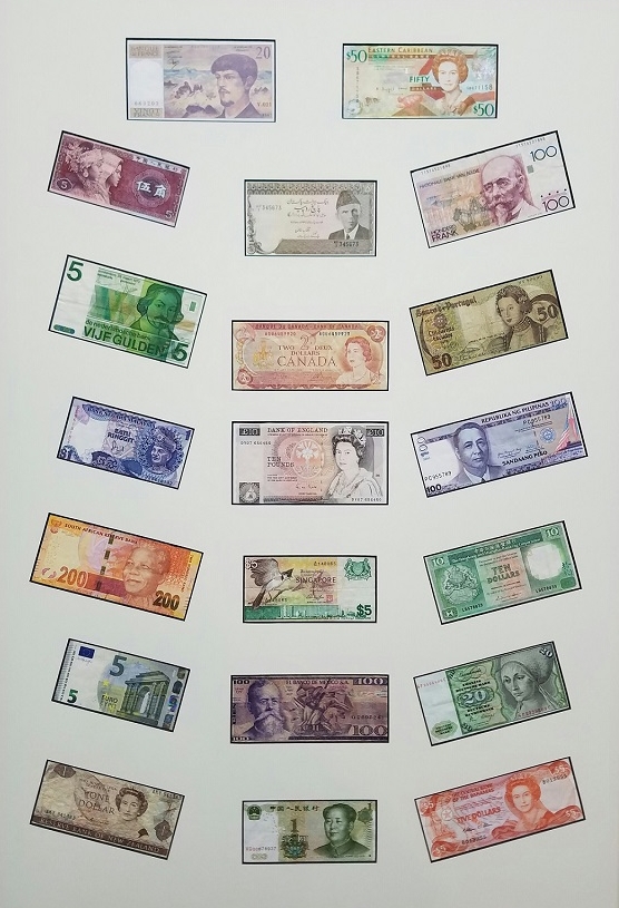 Matted currency from around the World
