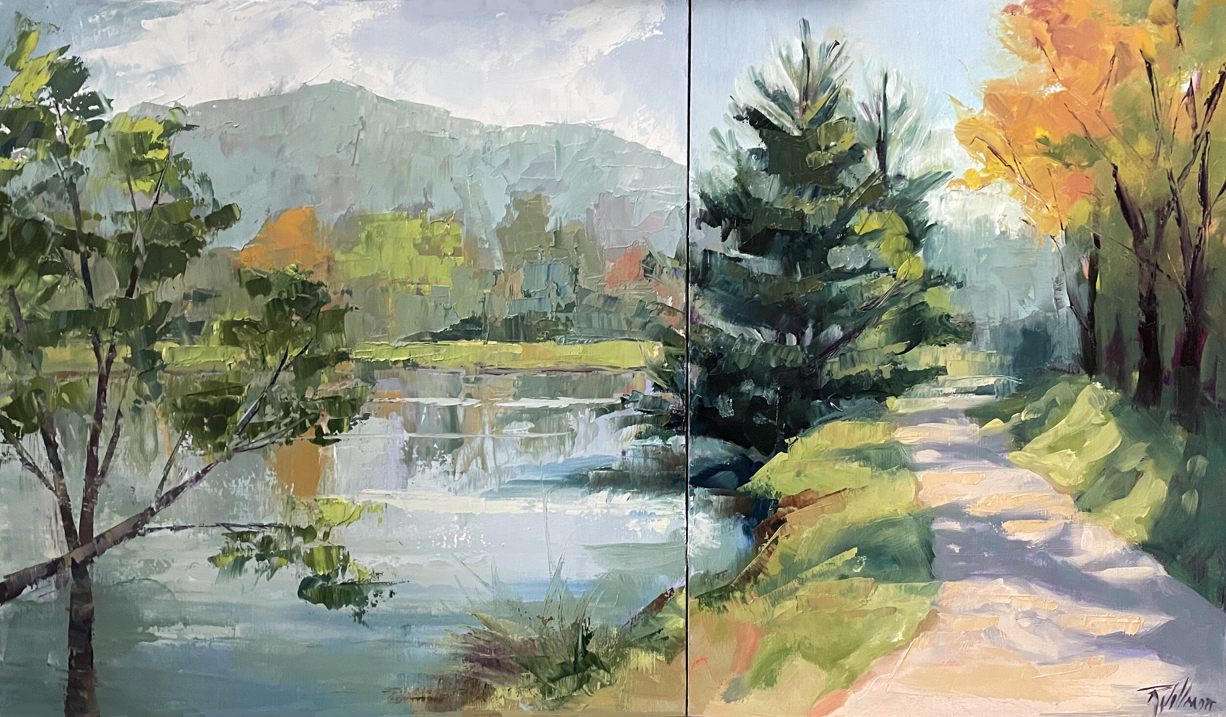 Stroll at Bass Lake, Diptych SOLD