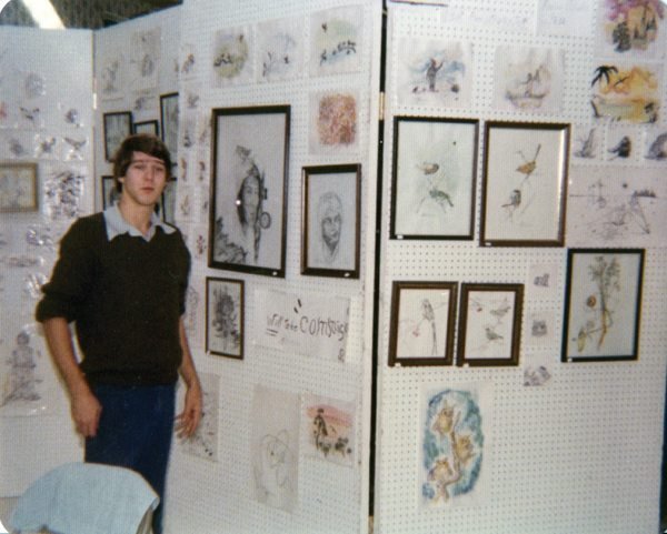 Wiili at art showing, late 1970's