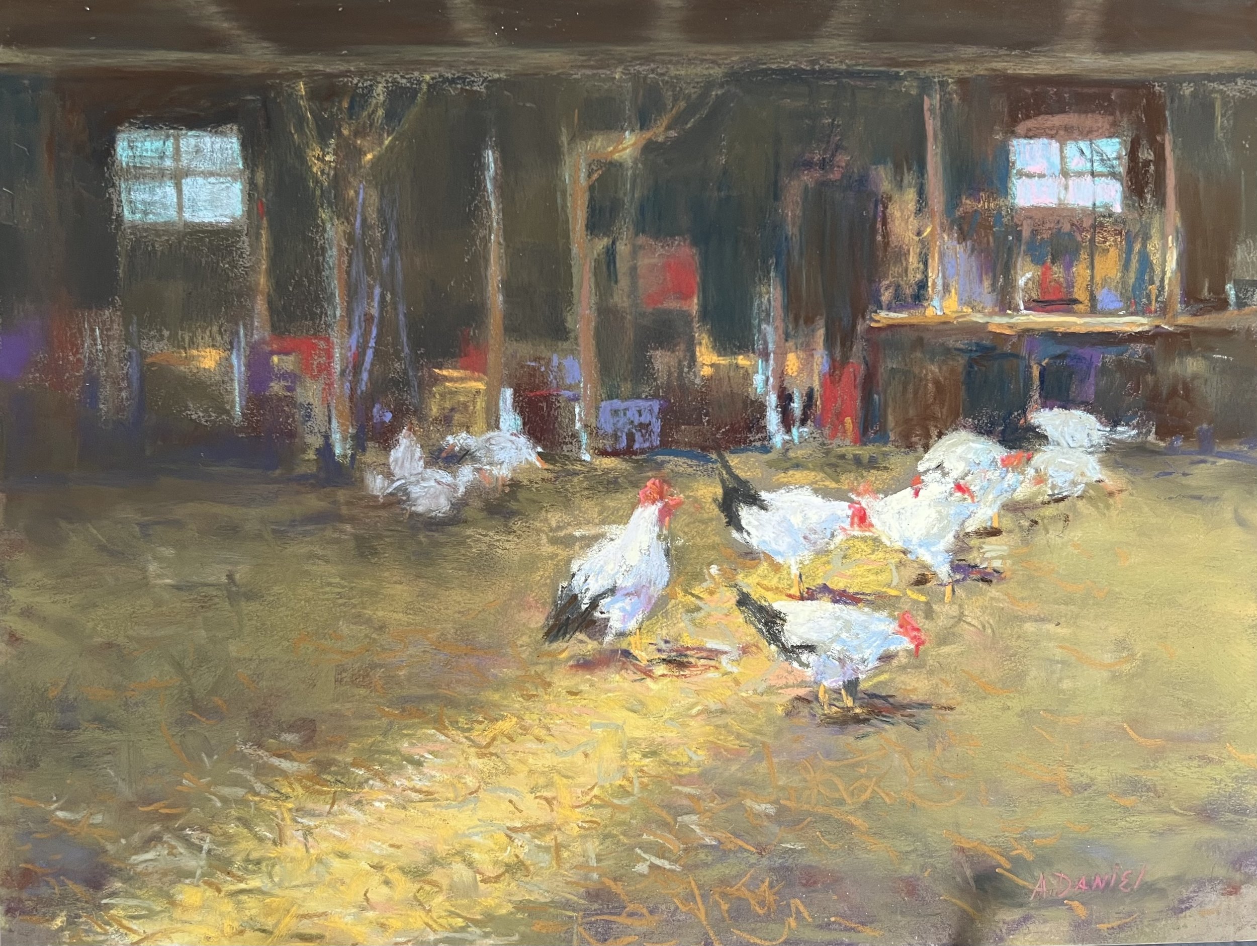 Chickens in a Barn  SOLD