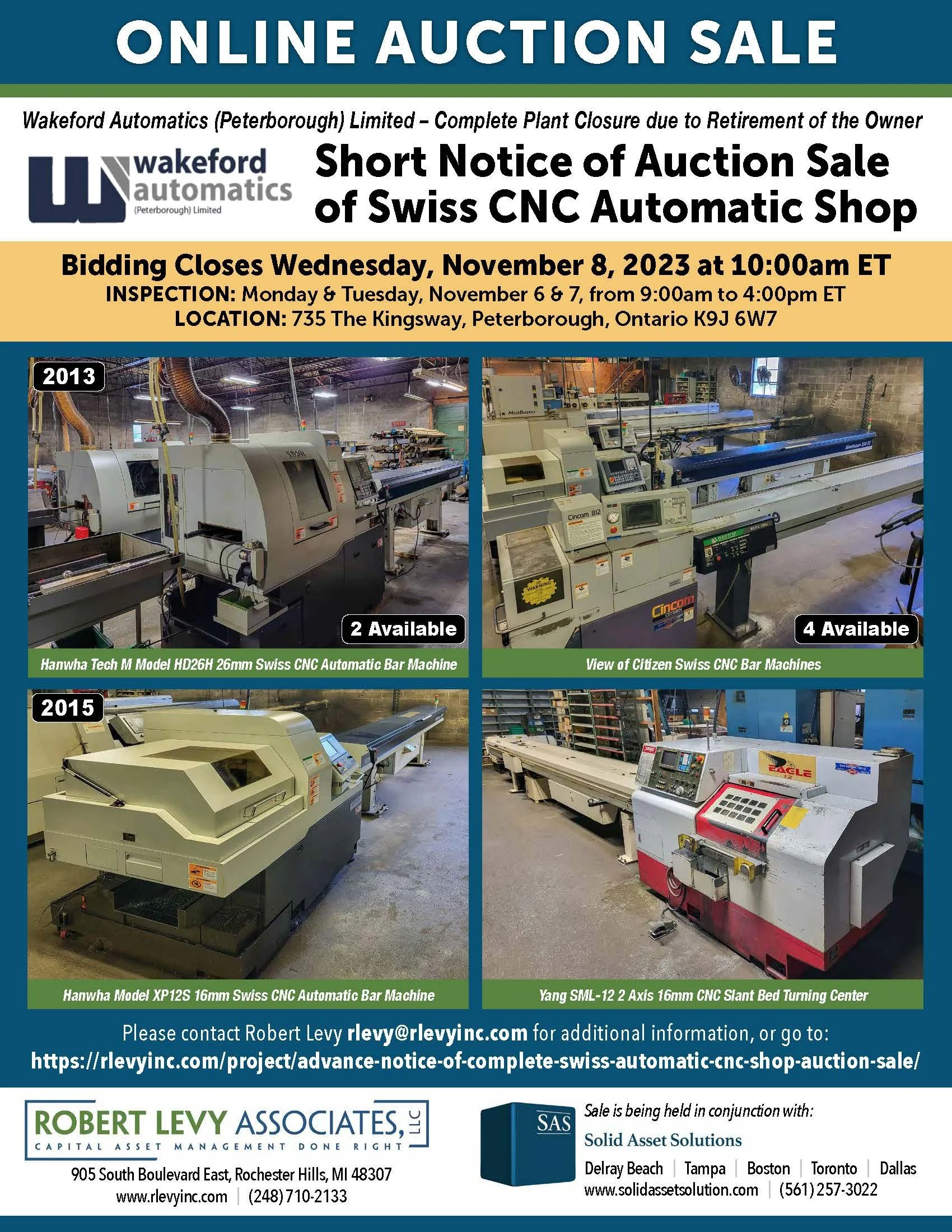 Wakeford Automatics Auction Peterborough ON November 6 2023 Completed