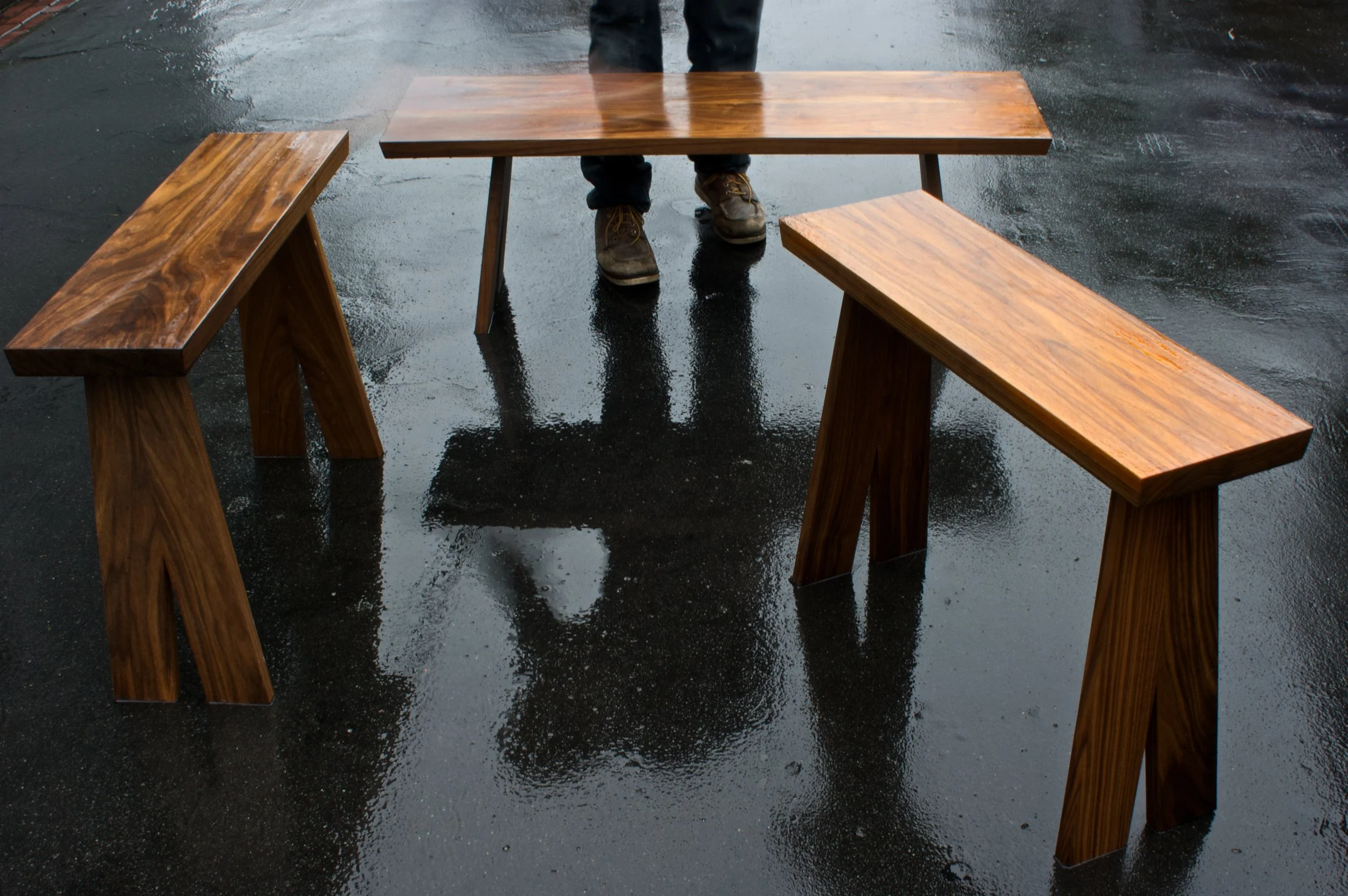 Bellbottom End Tables, Walnut