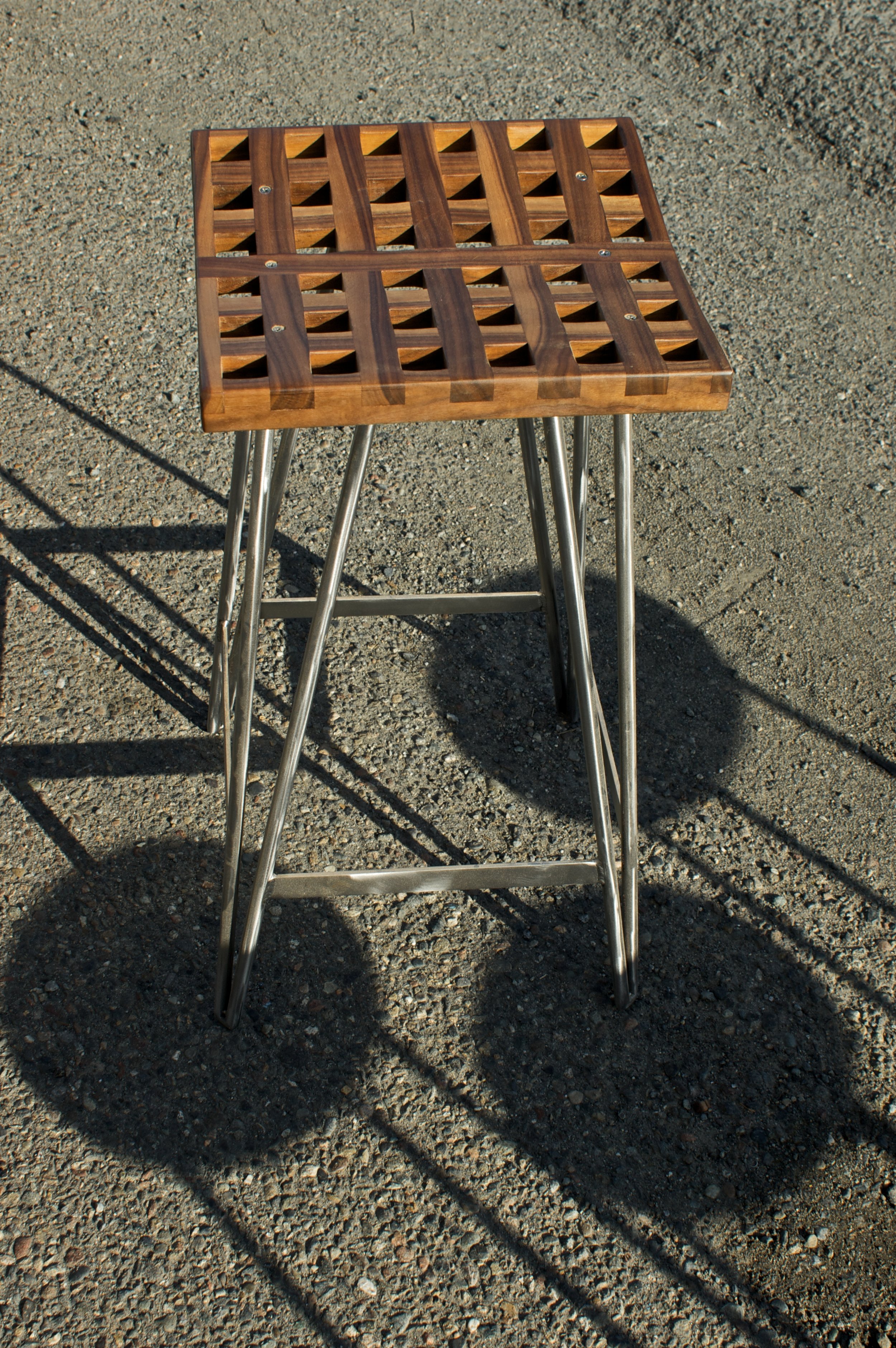  Lattice Stool,  Walnut  