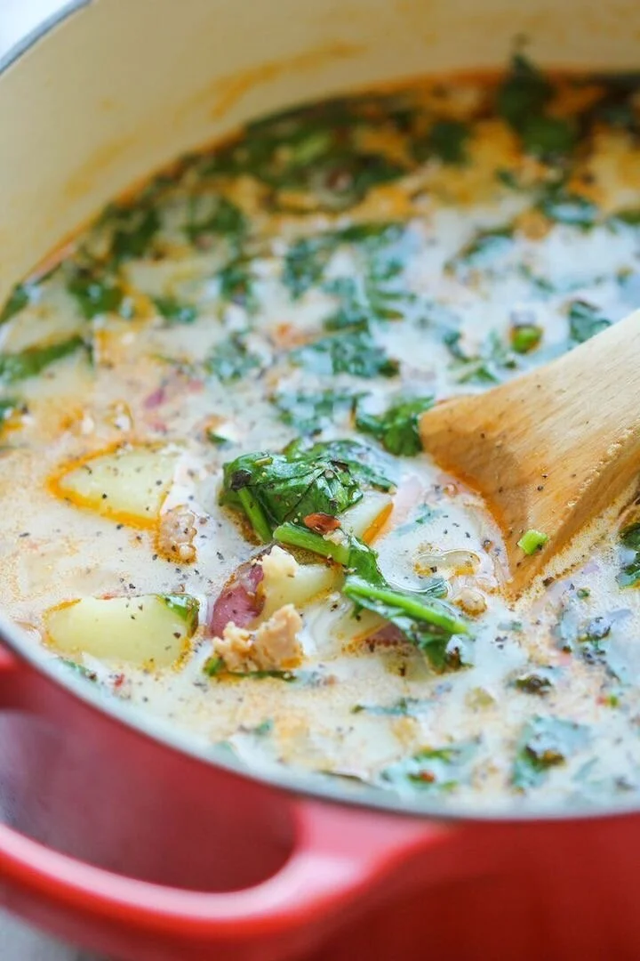 Sausage, Potato, and Spinach Soup