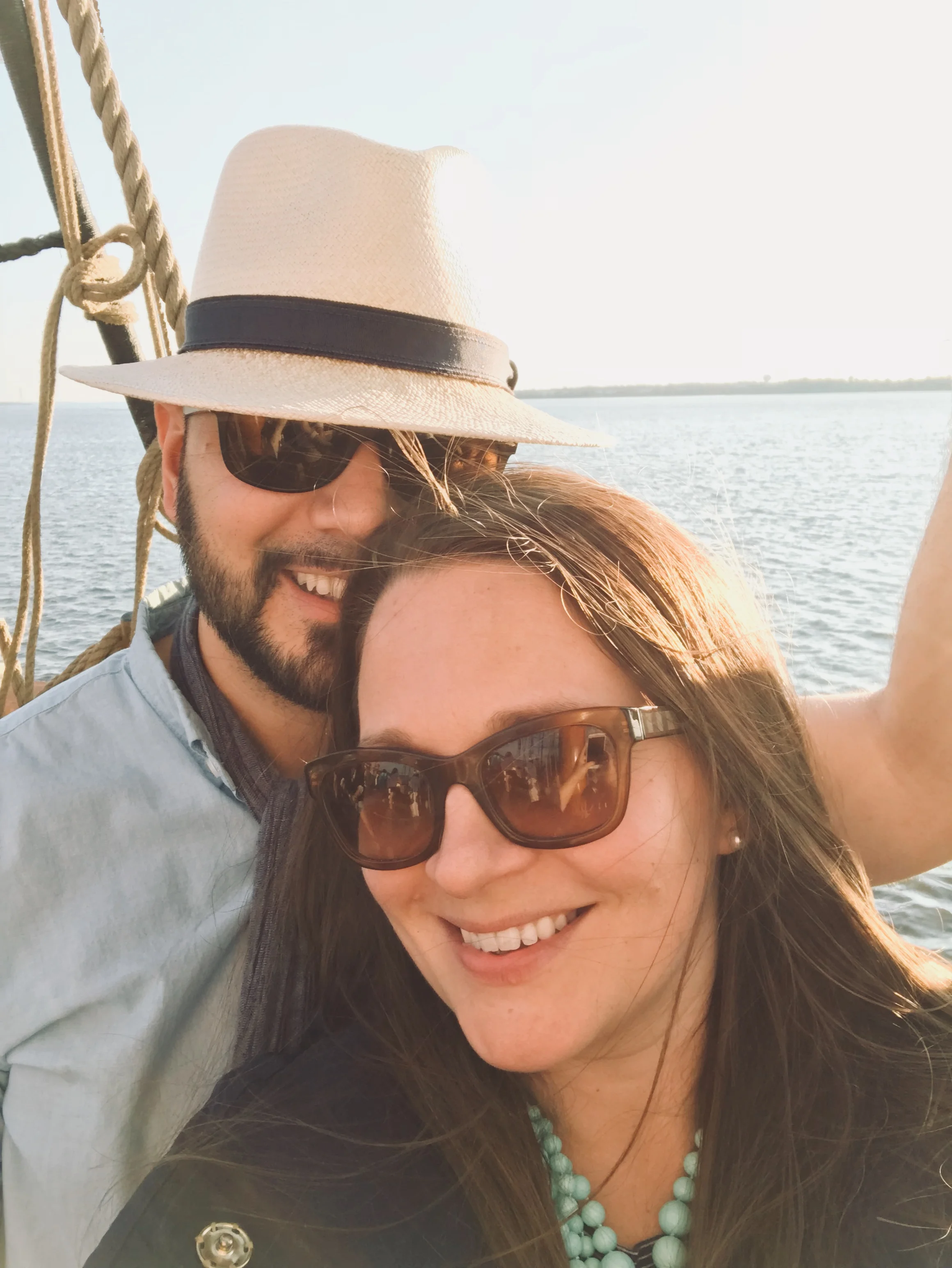 On one of the many bodies of water nearby, the Delaware River, during a recent sail on the Kalmar Nyckel.