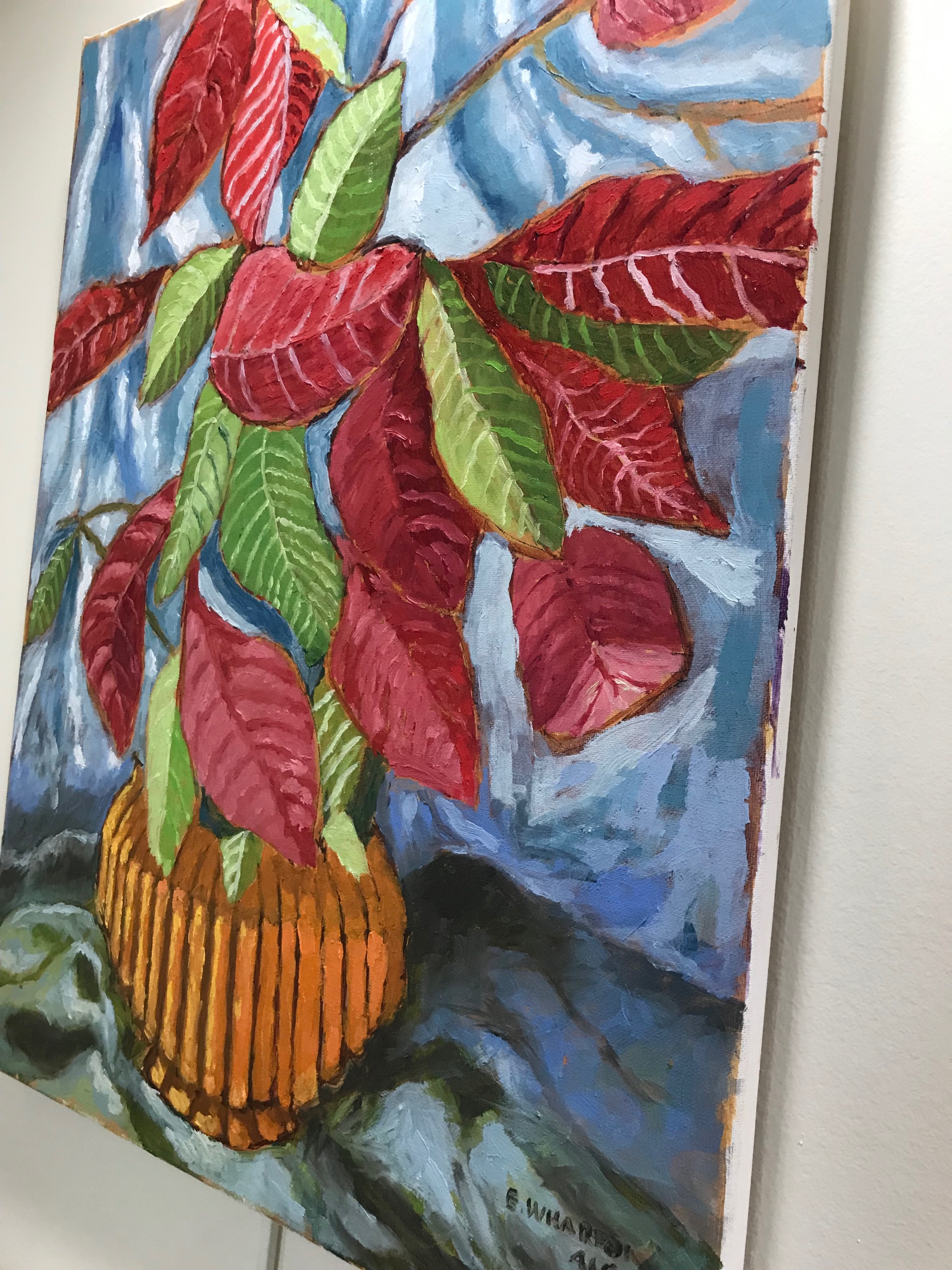 Elmslie Wharton, “Still Life Poinsettias”