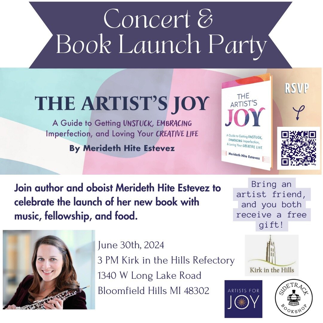 Pausing my social media break for a very important announcement! You're invited!! 🎉

My incredibly supportive community @kirkinthehills is helping me celebrate the arrival of my book into the world. I'll be playing some oboe and doing a reading! We'