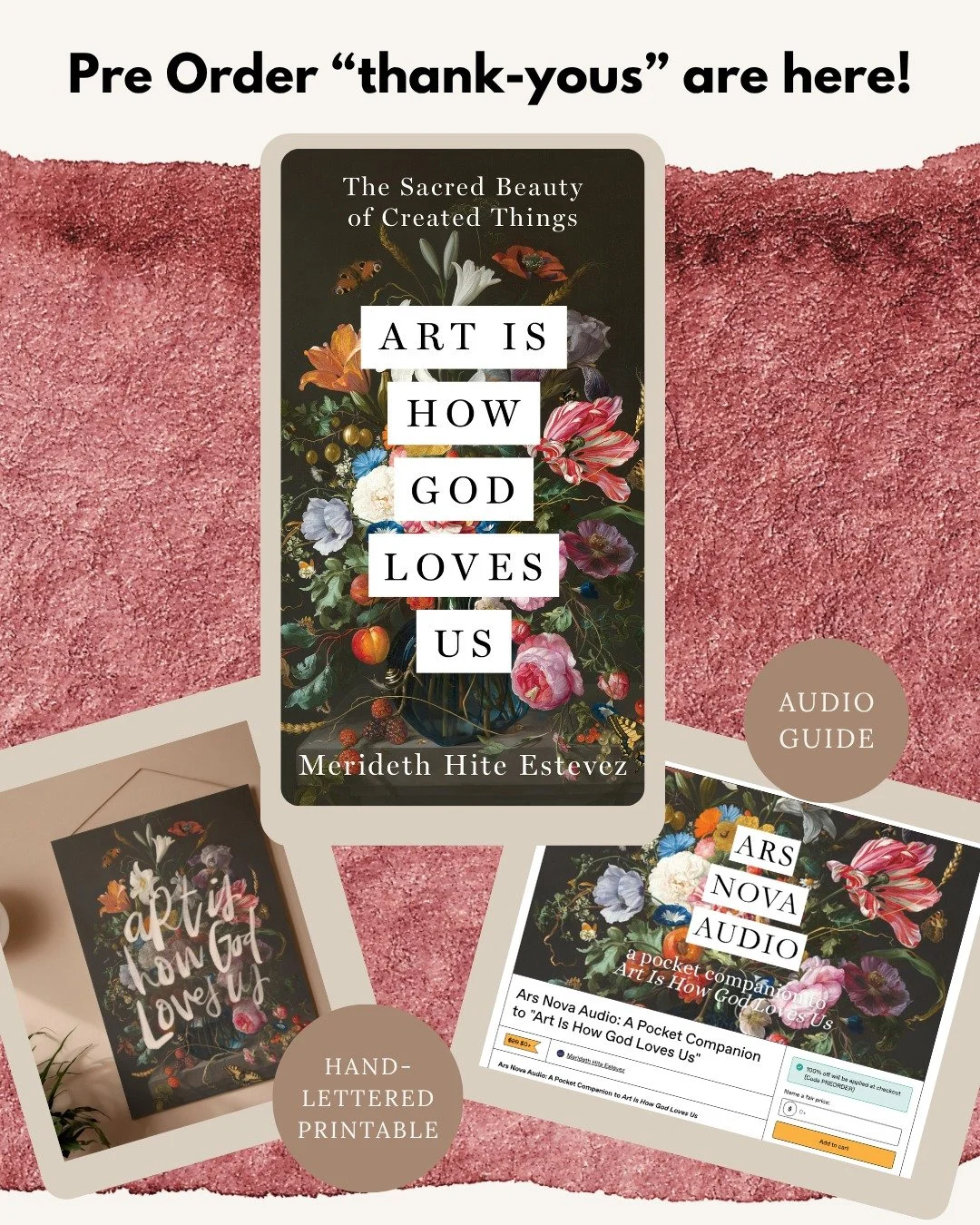 "Art Is How God Loves Us" will be here 3 months from today! 

To say "thank you" for pre-ordering, I have some gifts for you! 

Comment DONE and I'll DM you the link to grab them or or click the link in bio! 

Can't wait to get th