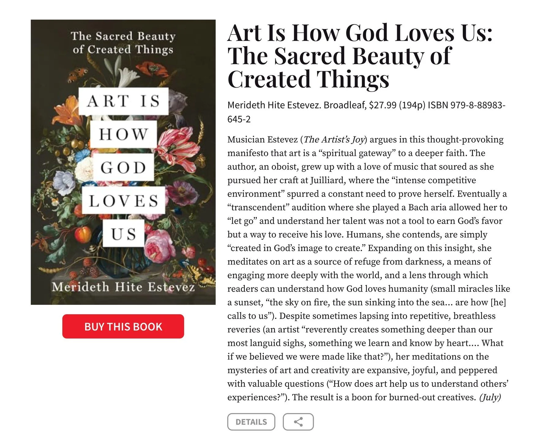 "Thought-provoking... meditations on the mysteries of art and creativity that are expansive, joyful, and peppered with valuable questions. A boon for burned-out creatives." &mdash; @publisherswkly 

Pinching myself to see my book at the top