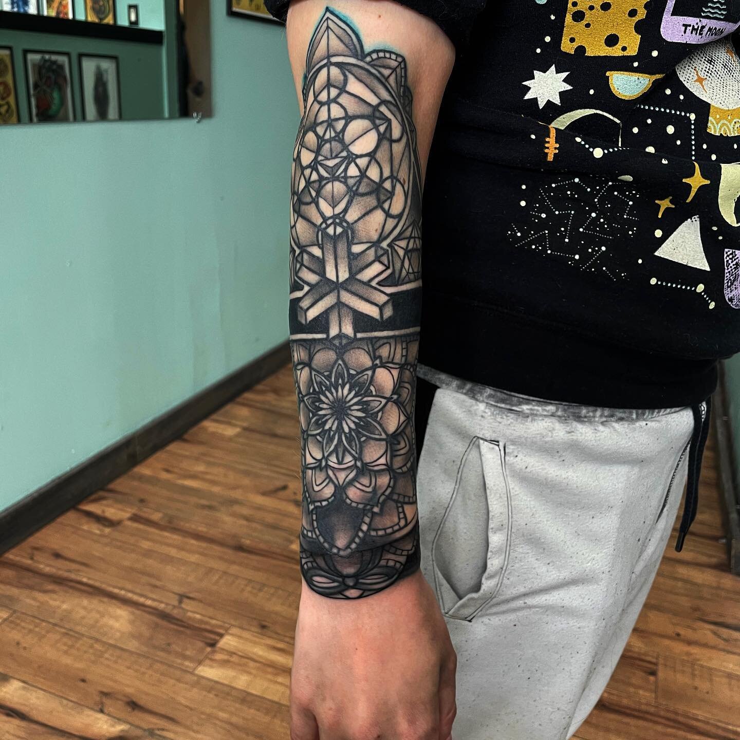 Finished this first half and of a geometric sleeve