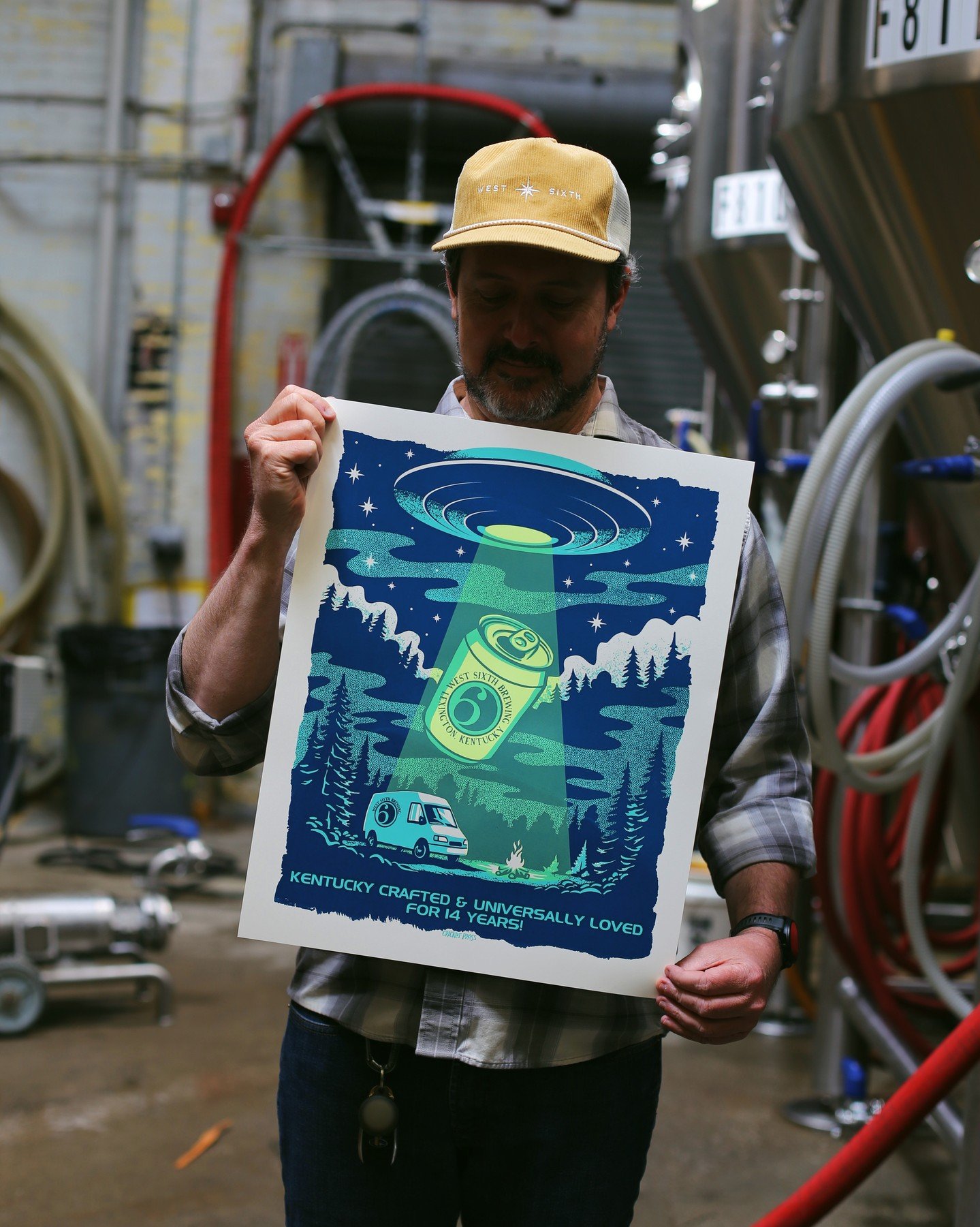 👽 WEST 6th's 14th BIRTHDAY PRINT BY CRICKET PRESS IS OUT OF THIS WORLD👽  We're opening our original Lexington Taproom EARLY AT 10am this Saturday 3/28 for our big birthday bash! Join us and our astronomically talented artist pals, Brian and Sara Tu