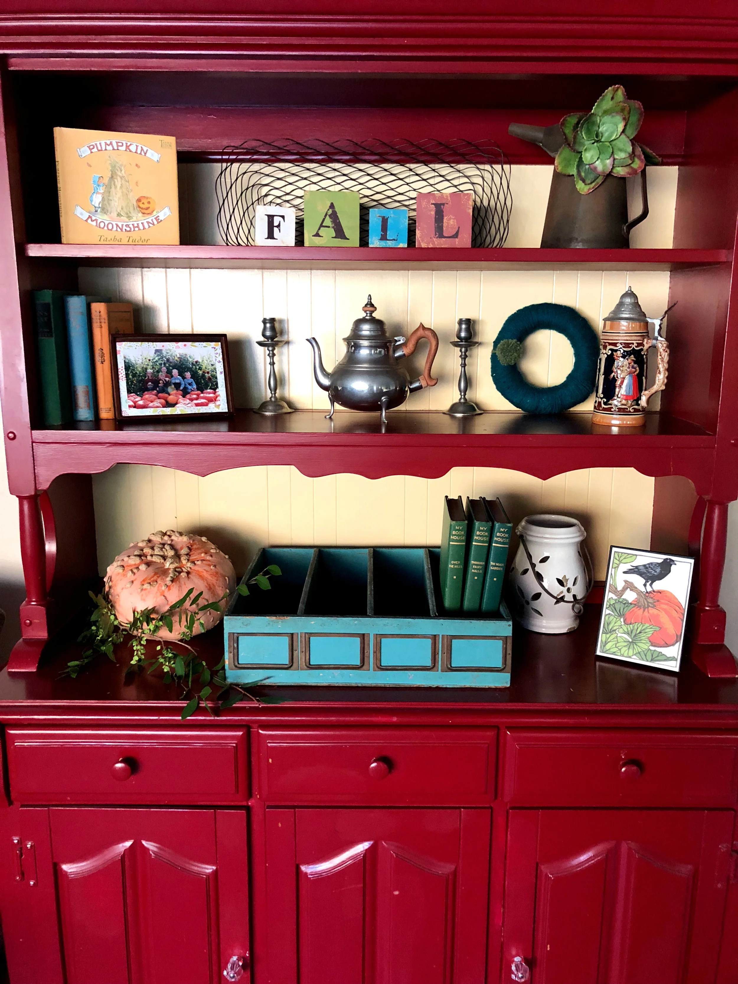Fall Decor - a styled hutch