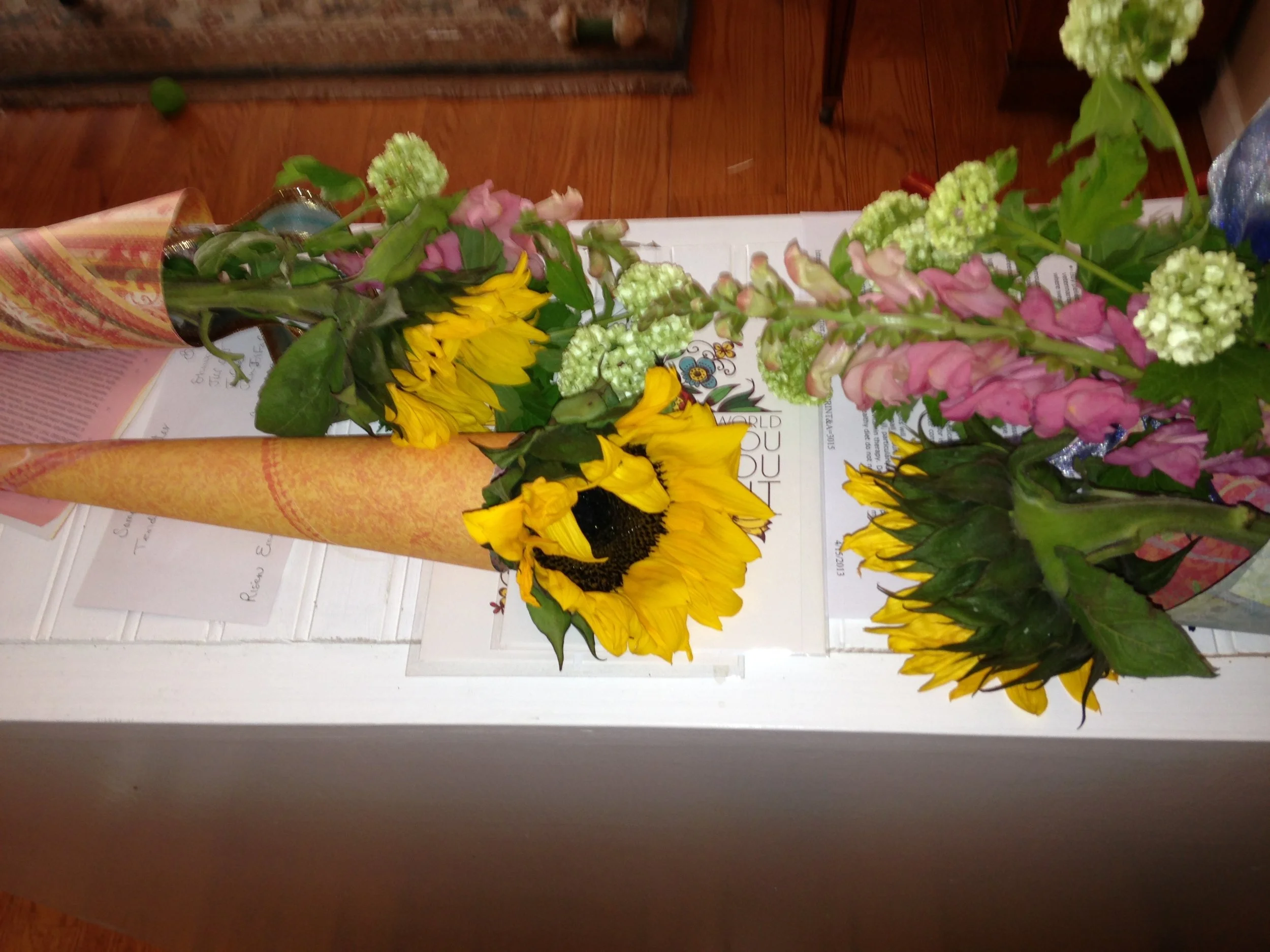 Bouquets ready to be delivered.