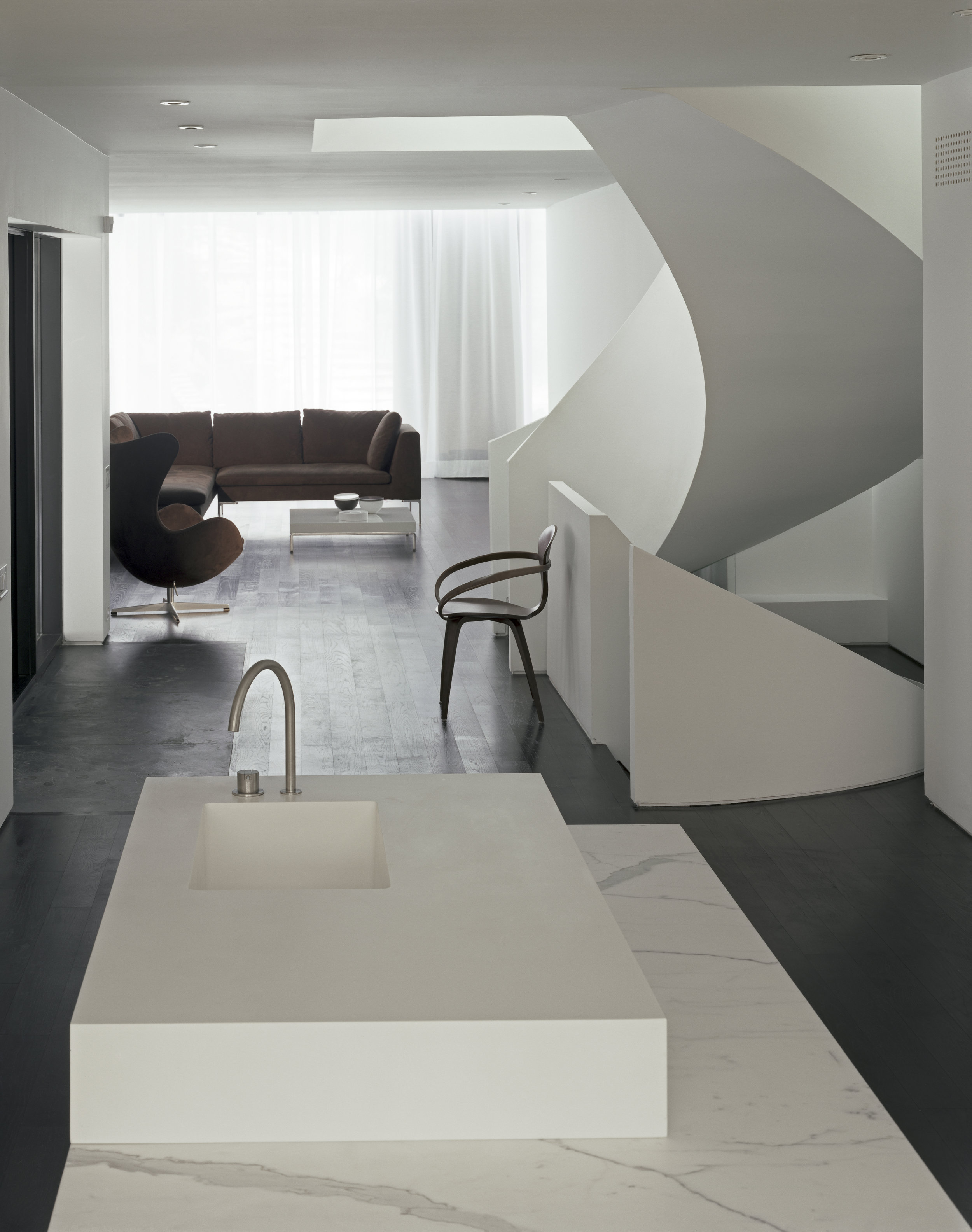 Copy of Russell Hill Road - Kitchen Stair white curve living room couch