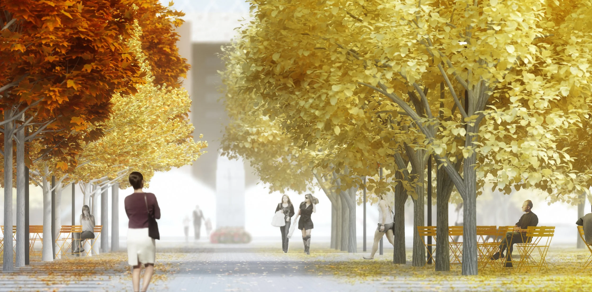 Edmonton Civic Precinct - fall outdoor walkway pathh