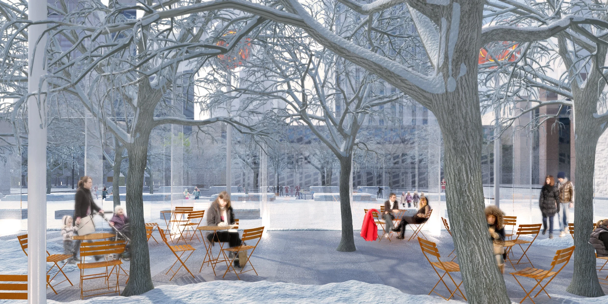 Edmonton Civic Precinct - winter dining outdoor plaza