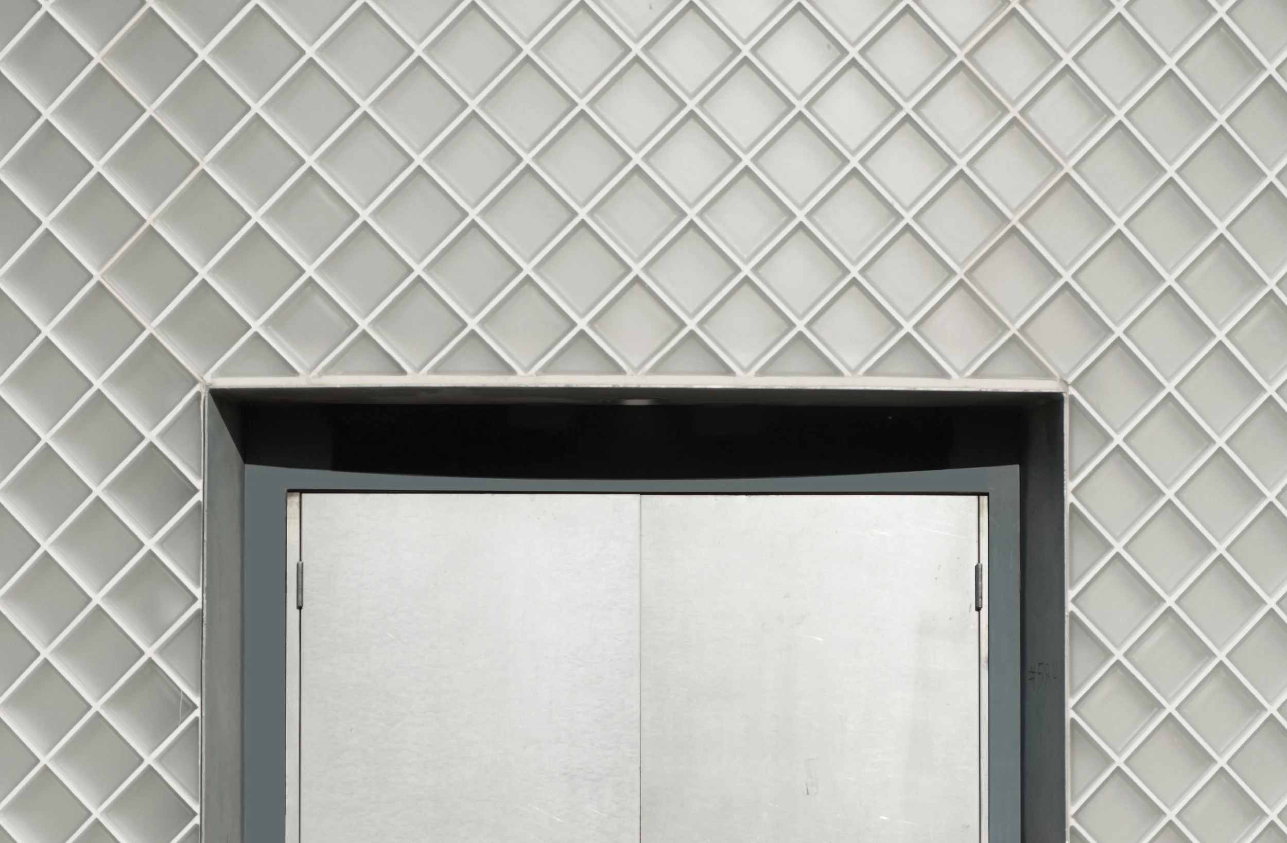 Copy of Copy of RTC - doorand facade close up, frame detail, cross hatch, hinge,