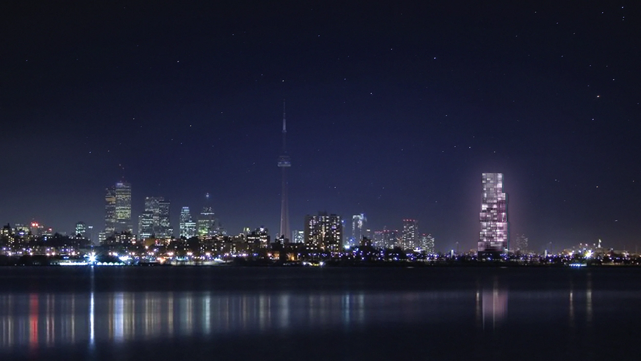 CNE Hotel - Night skyline lake colour