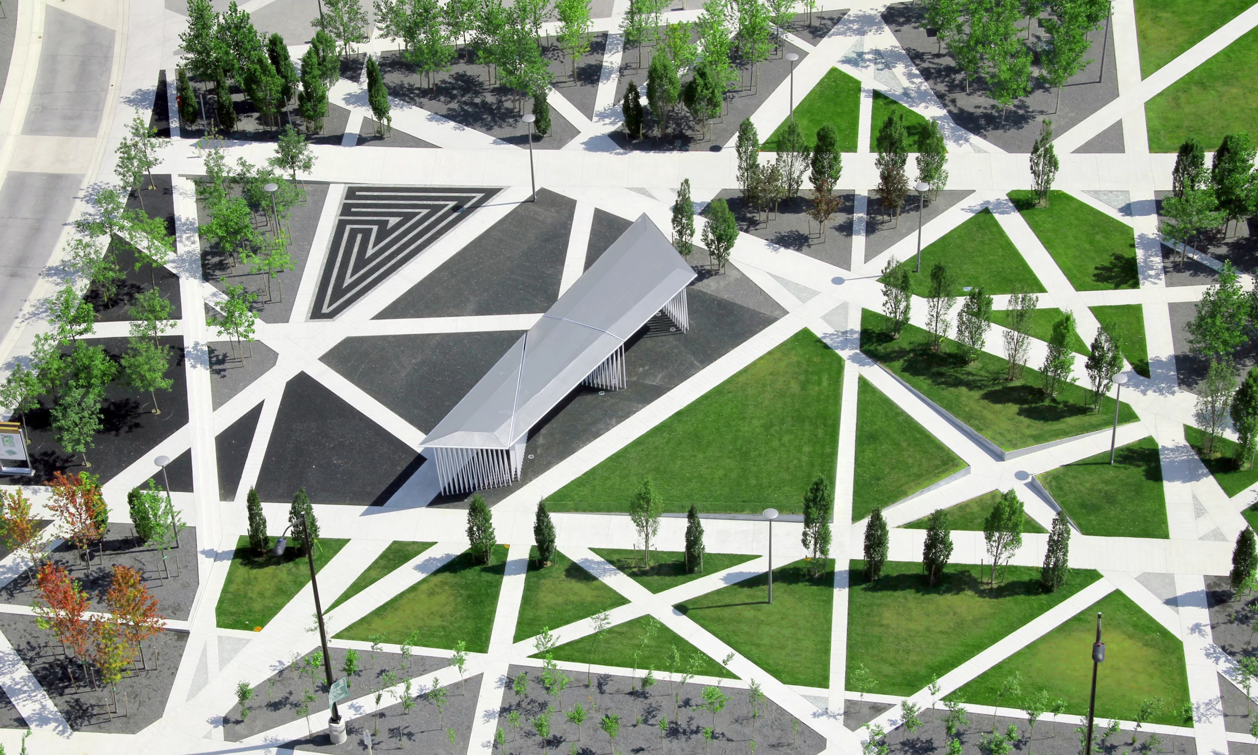 Scholars Green - Aerial Pavilion Trees