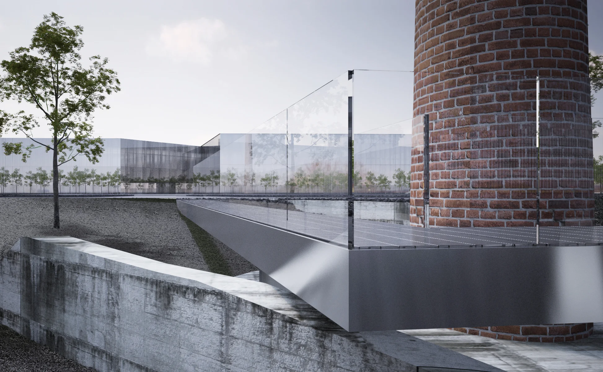 North East Transit Garage - Heritage Smoke Stack in Landscape wi