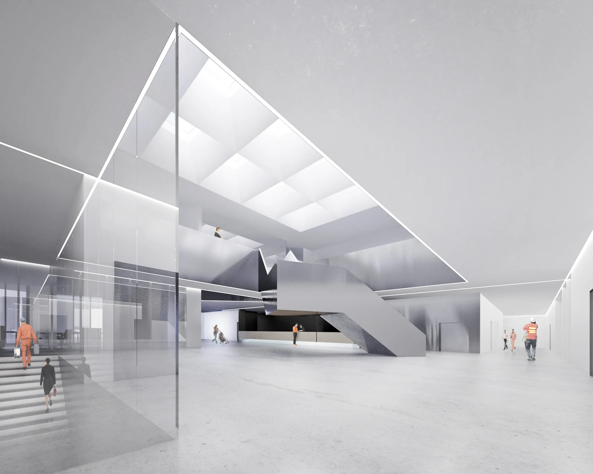 North East Transit Garage - Office Atrium with Stairs and Skylig