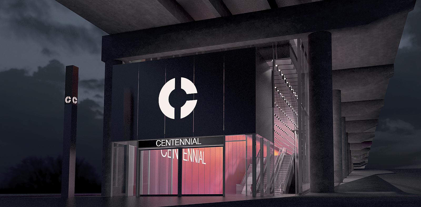 Eglinton Crosstown LRT DX - Centennial Station Entrance Night