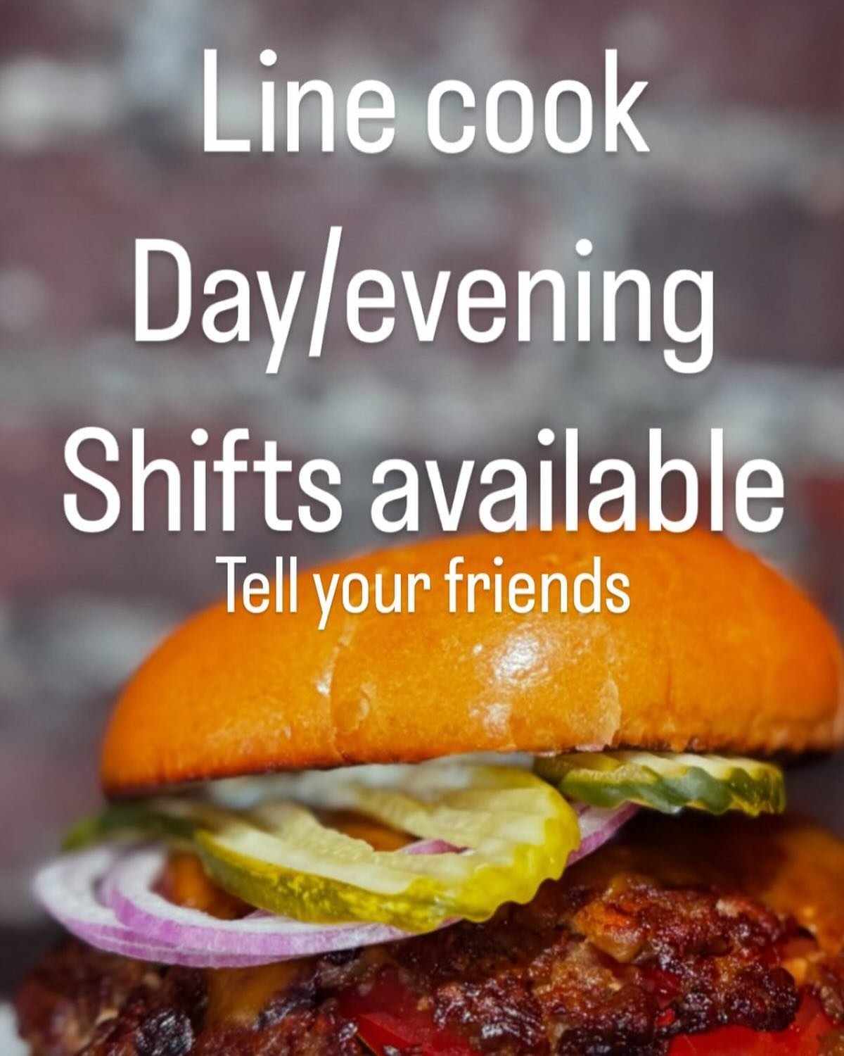 Come join the fam. Tell the homies. 
Some day and some evening shifts available. 
Line cook experience, must work hard and try not to suck at all times. 🙌dm and come see us for details