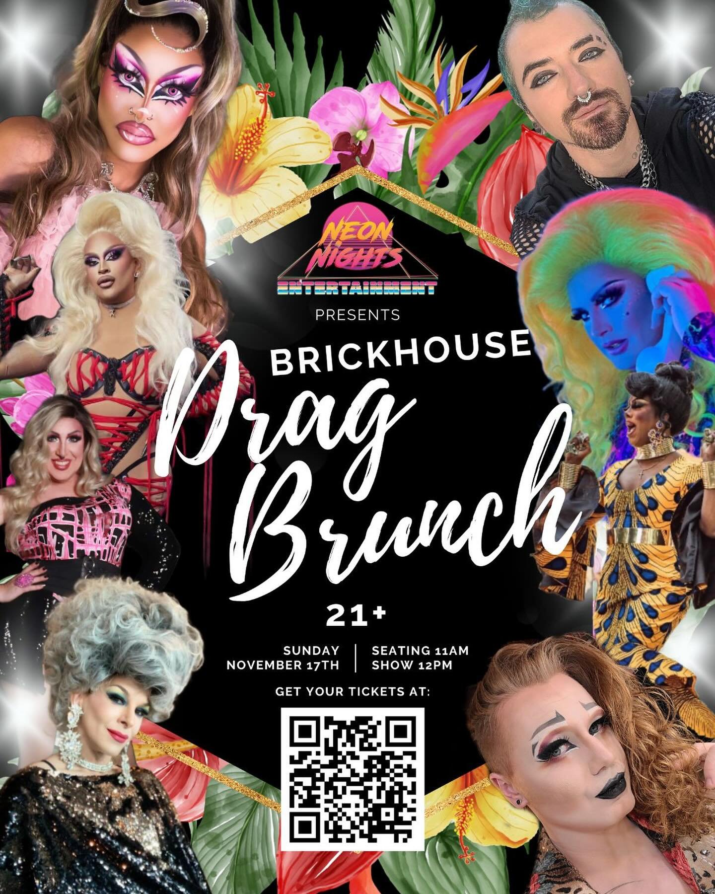Come one come all! 21+ 🤗we are just a week away! 11/17 Come sip mimosa&rsquo;s and take in the happiest show around. @neonnightsentertainment is back with another drag brunch taking over the Dublin Room @ Brickhouse. This is the Sunday funday you&rs