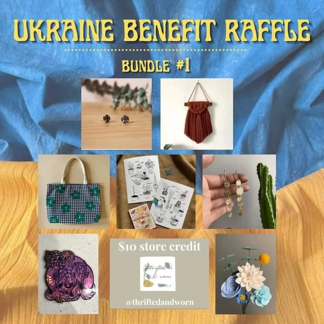 BENEFIT RAFFLE FOR UKRAINE 

We&rsquo;ve rounded up 15 talented makers to bring you a raffle to benefit Come Back Alive @comebackalive2022 in honor of @tswedek's family in Ukraine. 
We are offering TWO PRIZE BUNDLES valued over $300 each! To enter, p