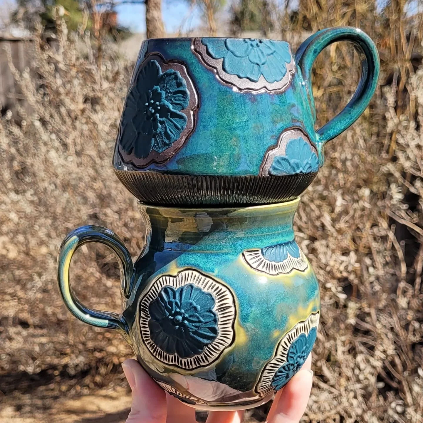 Remember these from a few posts back??? Same glaze, same stained slip, but different clay bodies! I have to know if your favorite changed?!?!?
💚
Happy St. Patrick's Day!
💙
Prepping like a mad woman for tomorrow's shop update! Newsletter email going