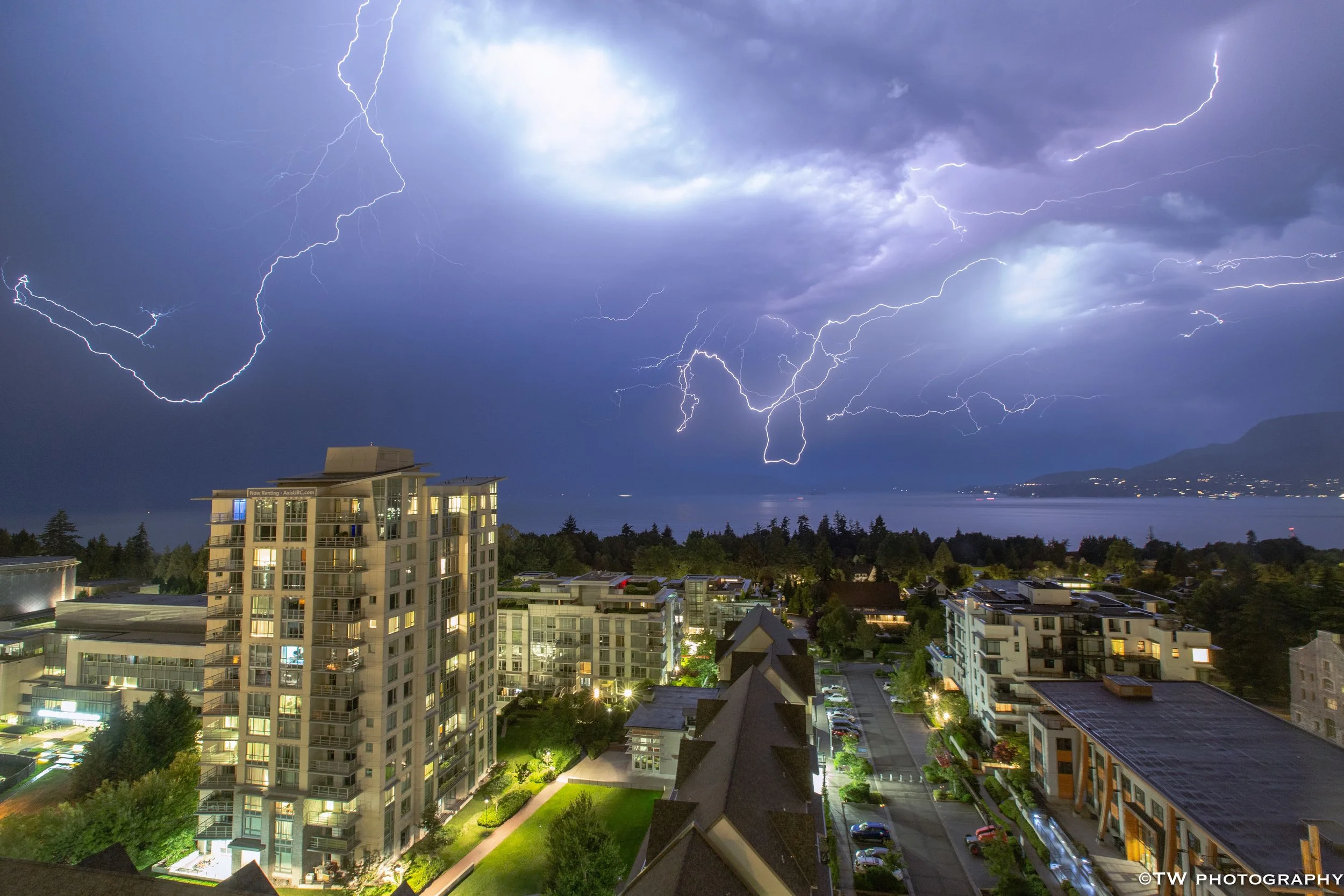 Summer Lightning Storm over UBC and Howe Sound